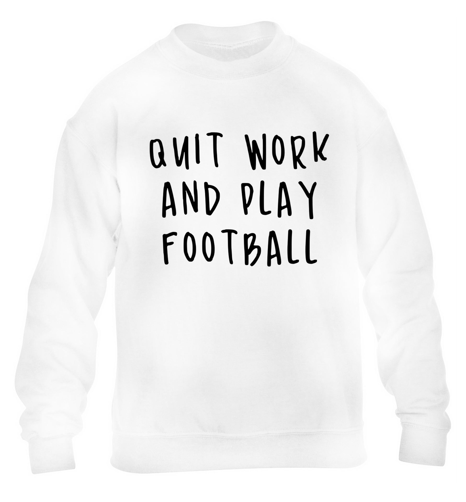 Quit work play football children's white sweater 12-14 Years