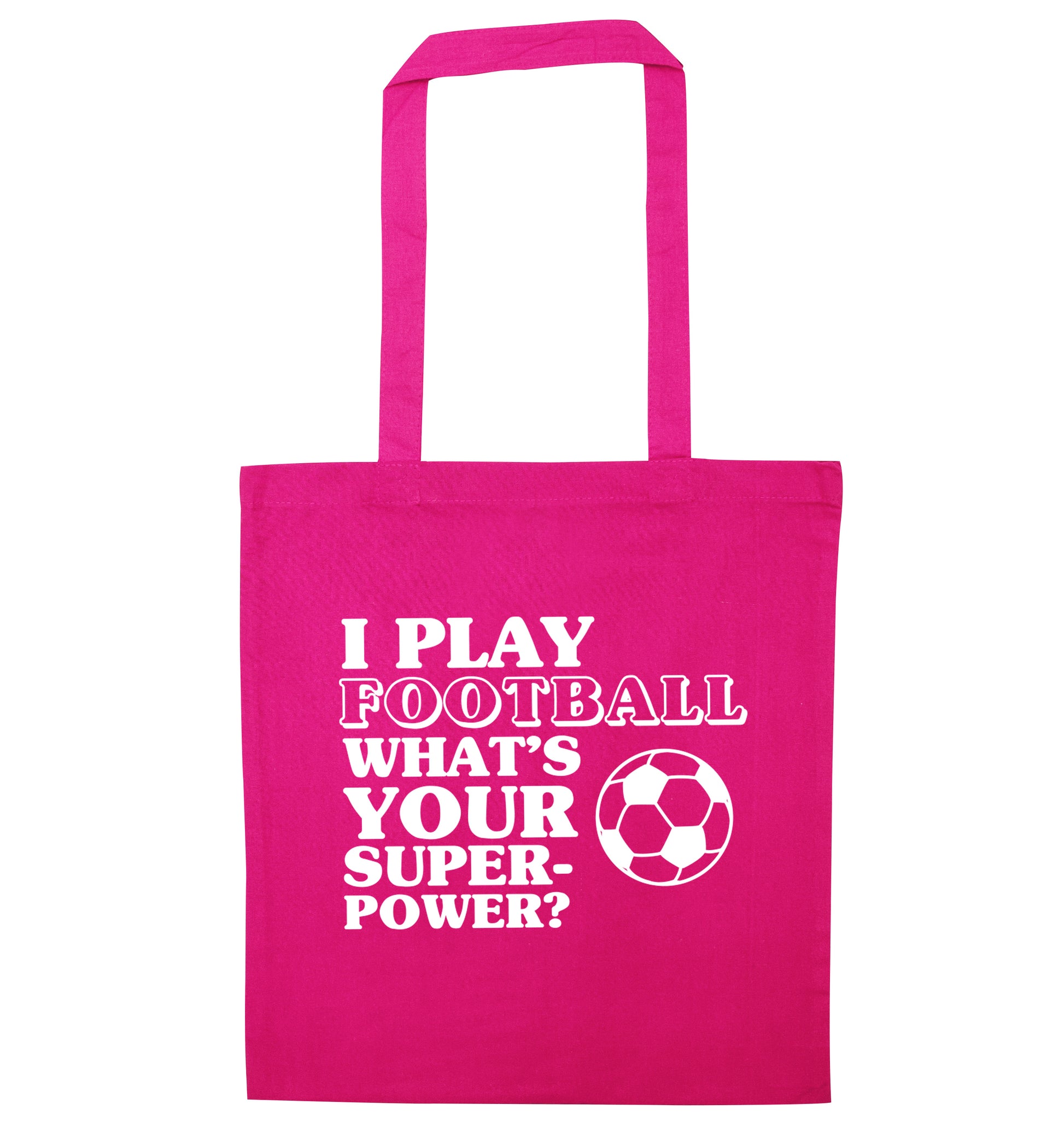 I play football what's your superpower? pink tote bag