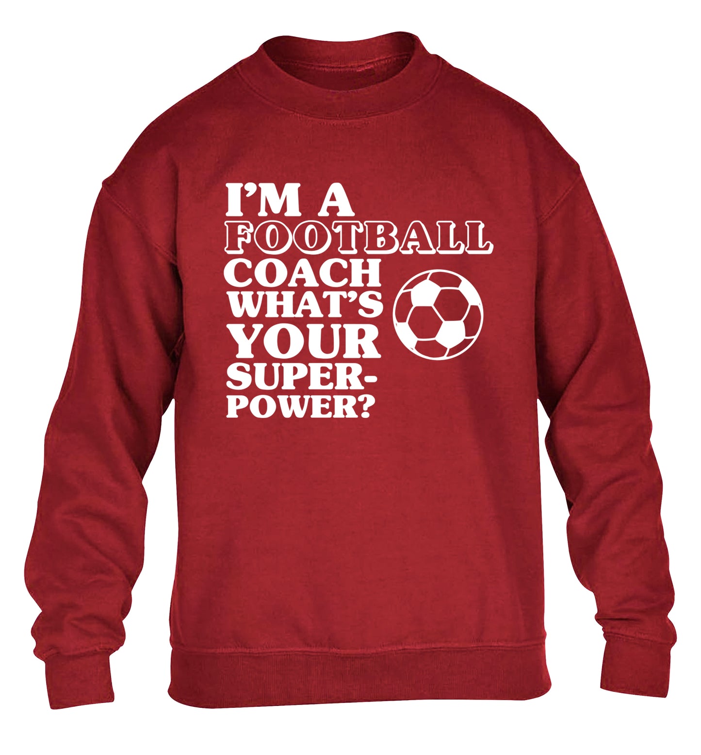I'm a football coach what's your superpower? children's grey sweater 12-14 Years