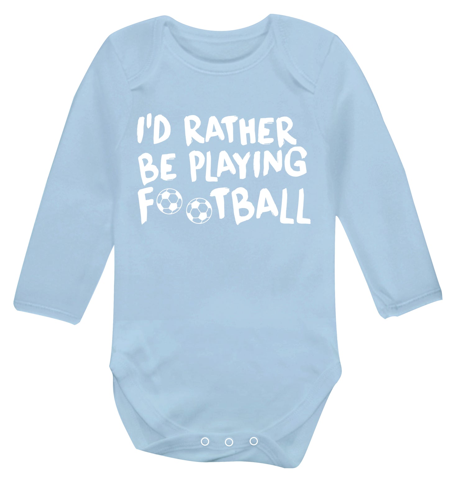 I'd rather be playing football Baby Vest long sleeved pale blue 6-12 months