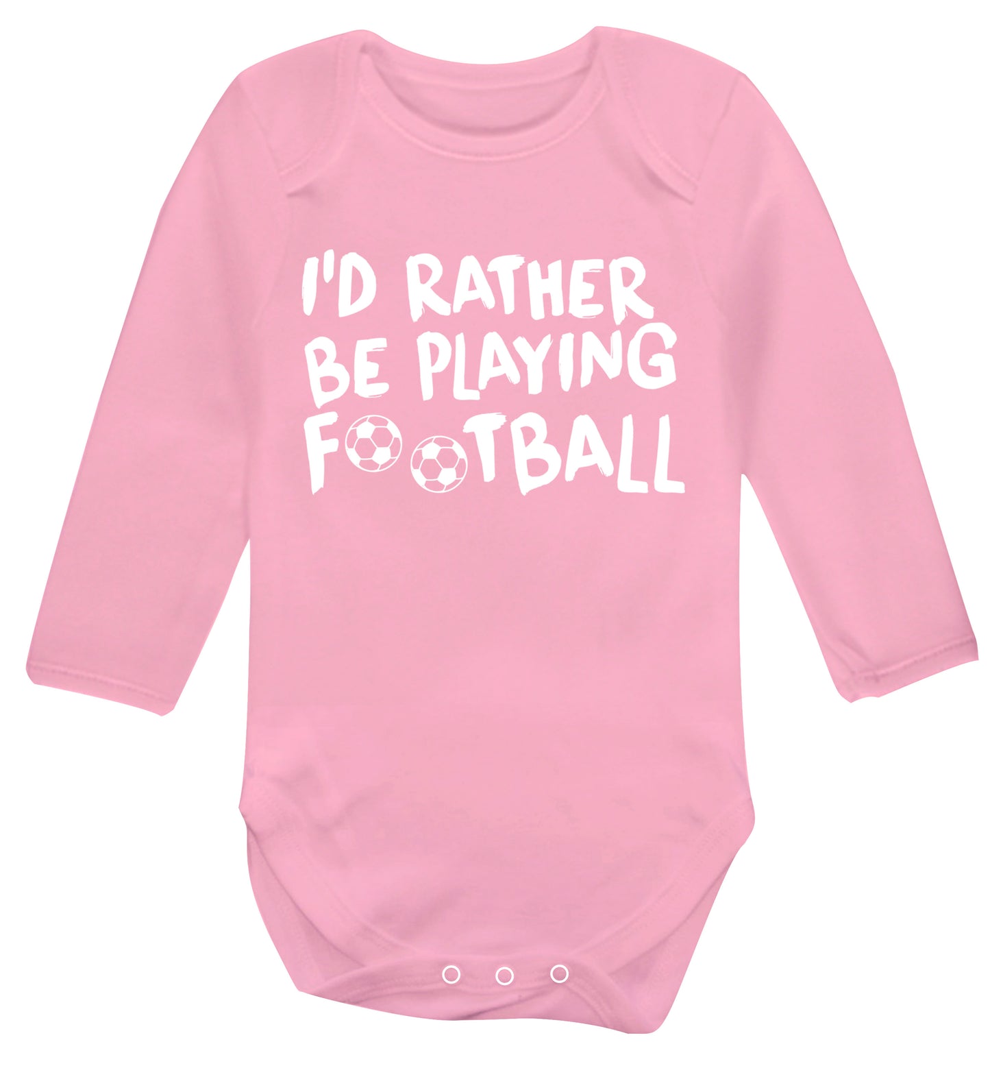 I'd rather be playing football Baby Vest long sleeved pale pink 6-12 months