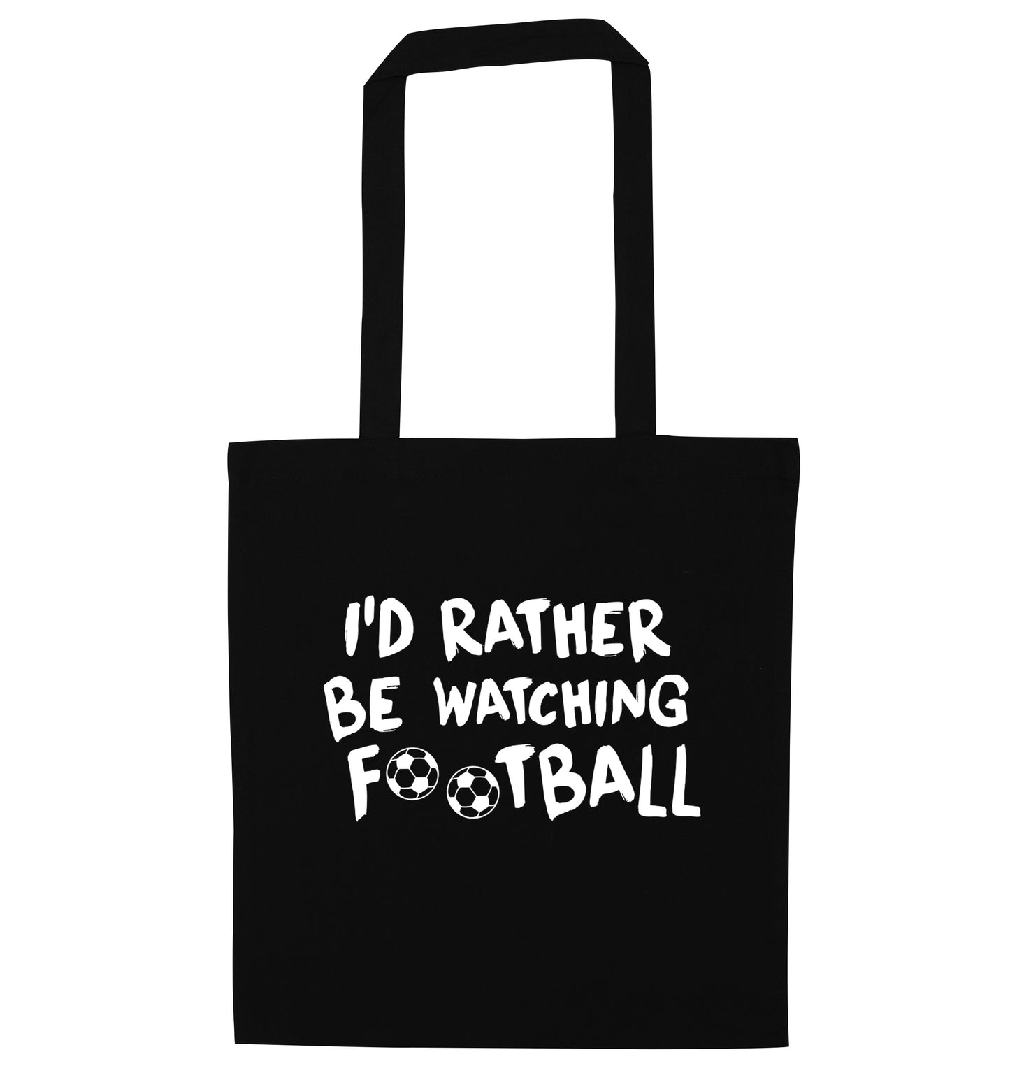 I'd rather be watching football black tote bag