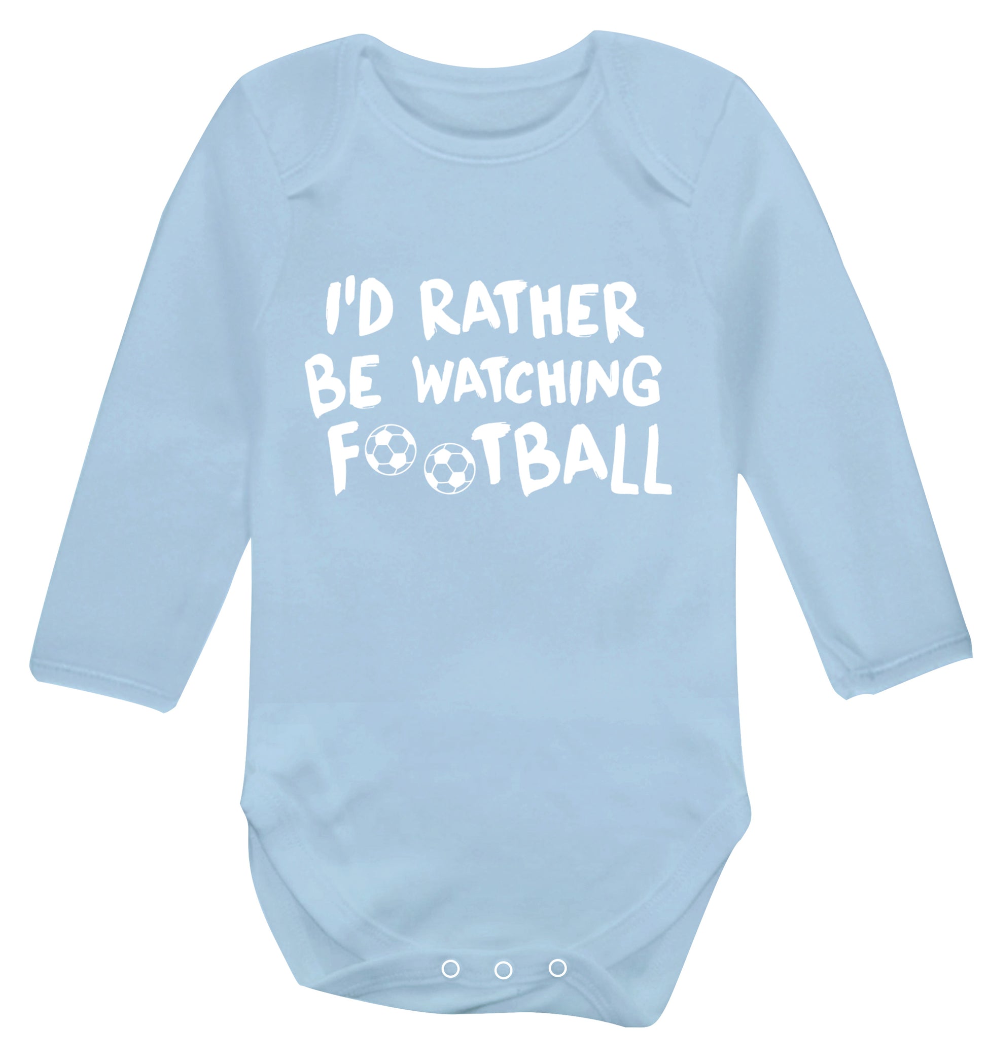 I'd rather be watching football Baby Vest long sleeved pale blue 6-12 months