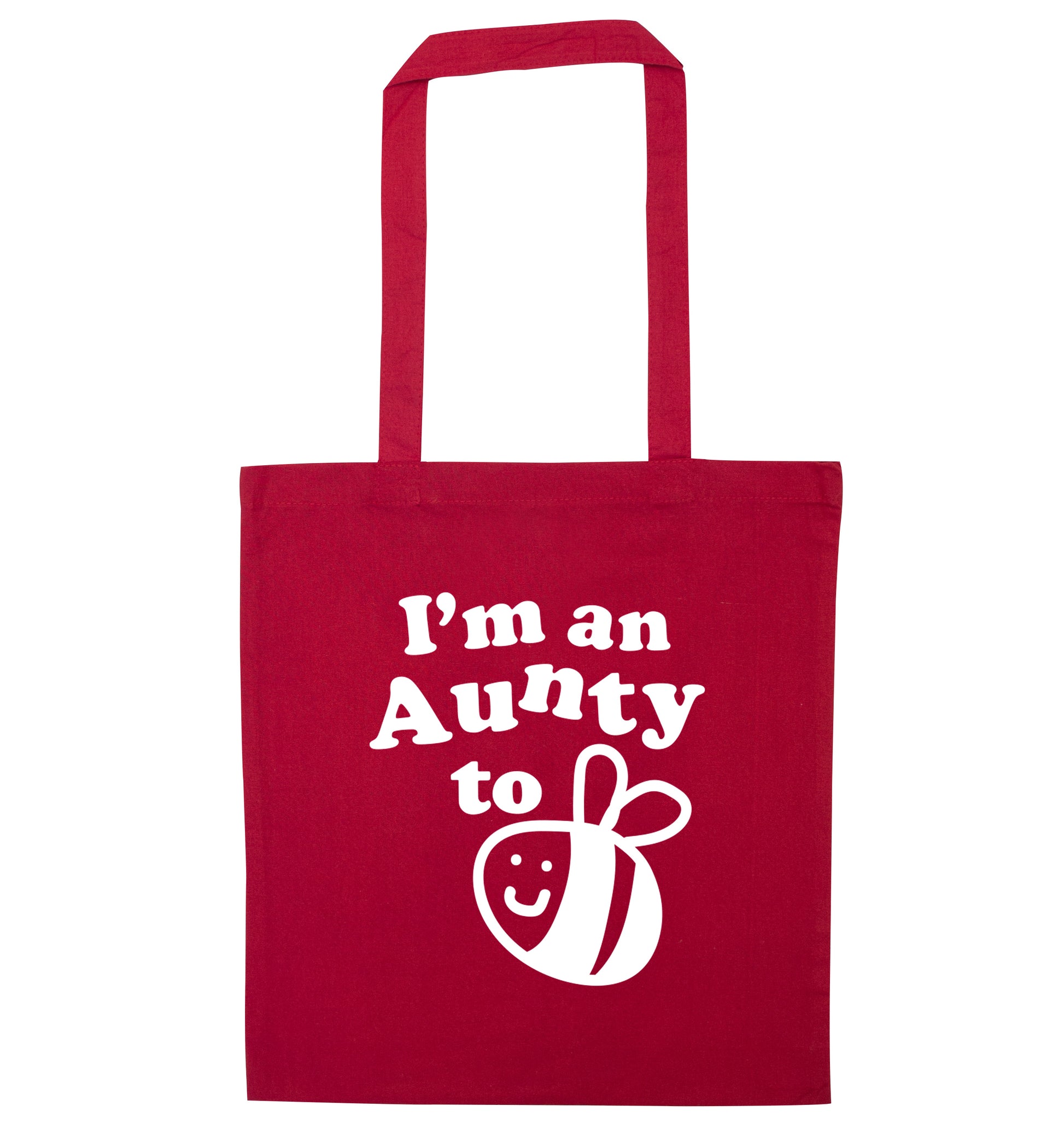 I'm an aunty to be red tote bag