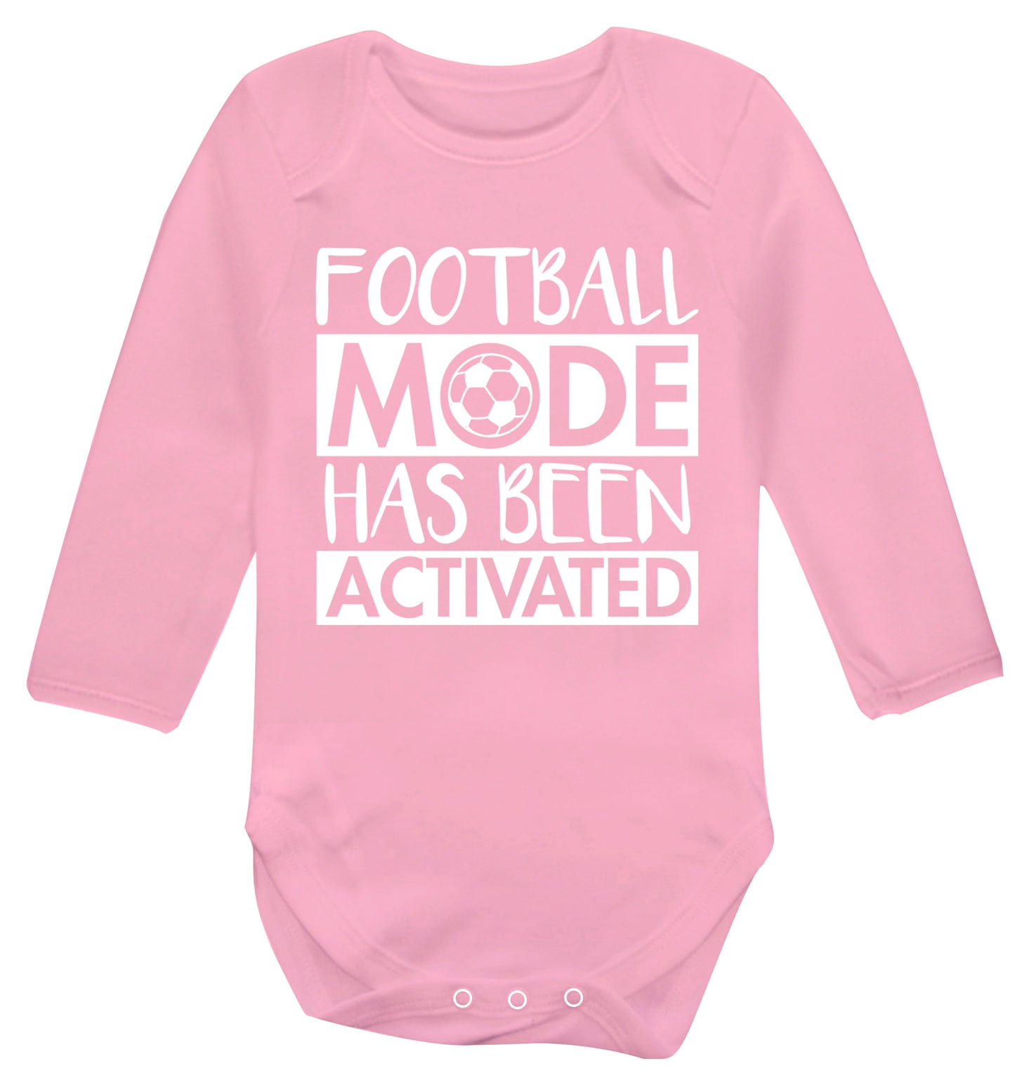 Football mode has been activated Baby Vest long sleeved pale pink 6-12 months