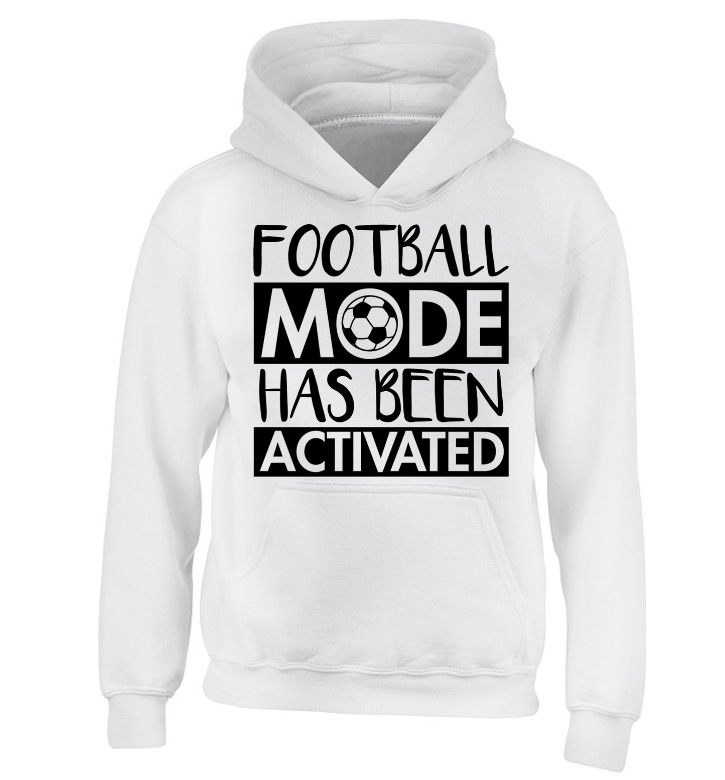 Football mode has been activated children's white hoodie 12-14 Years