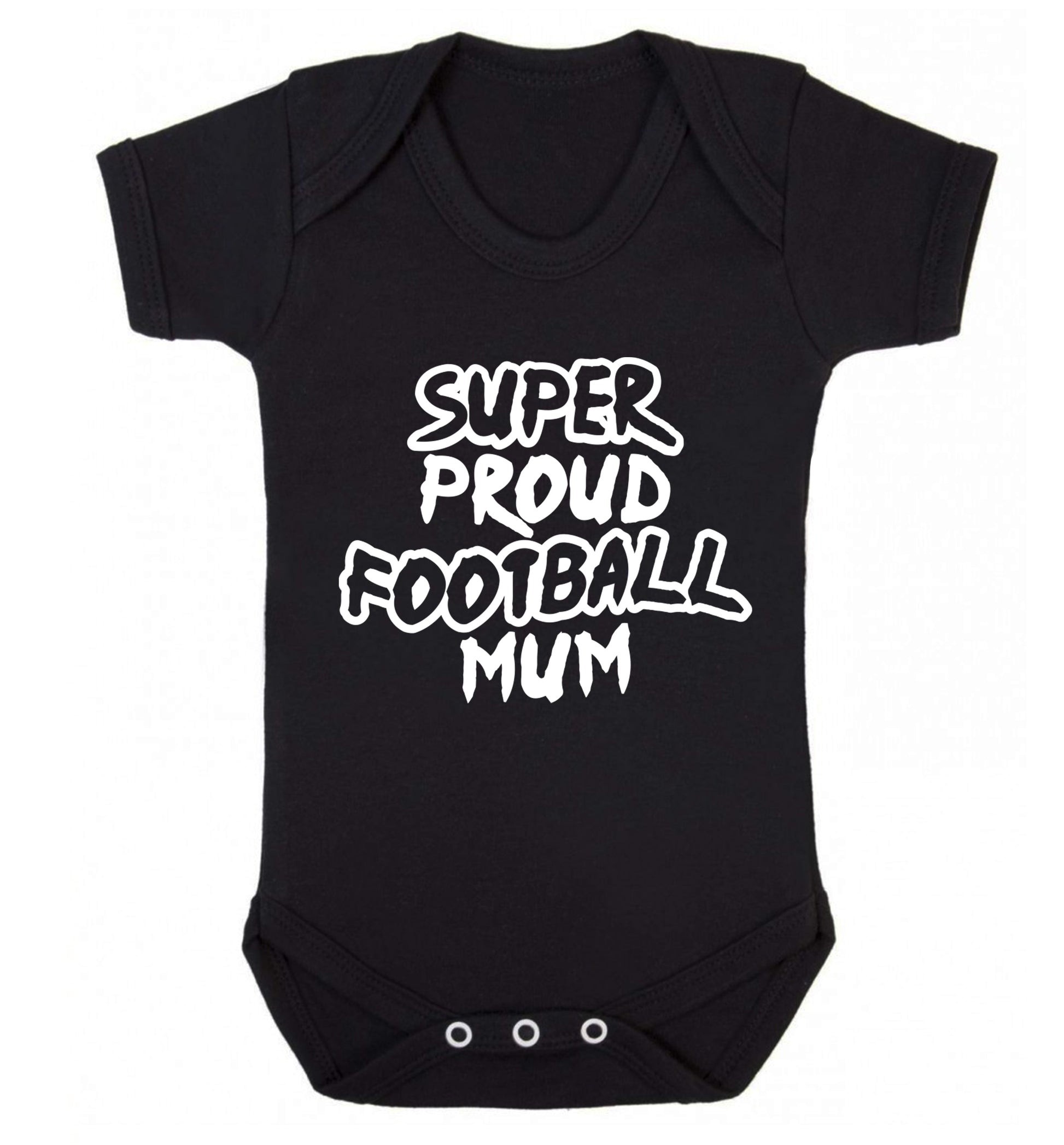 Super proud football mum Baby Vest black 18-24 months