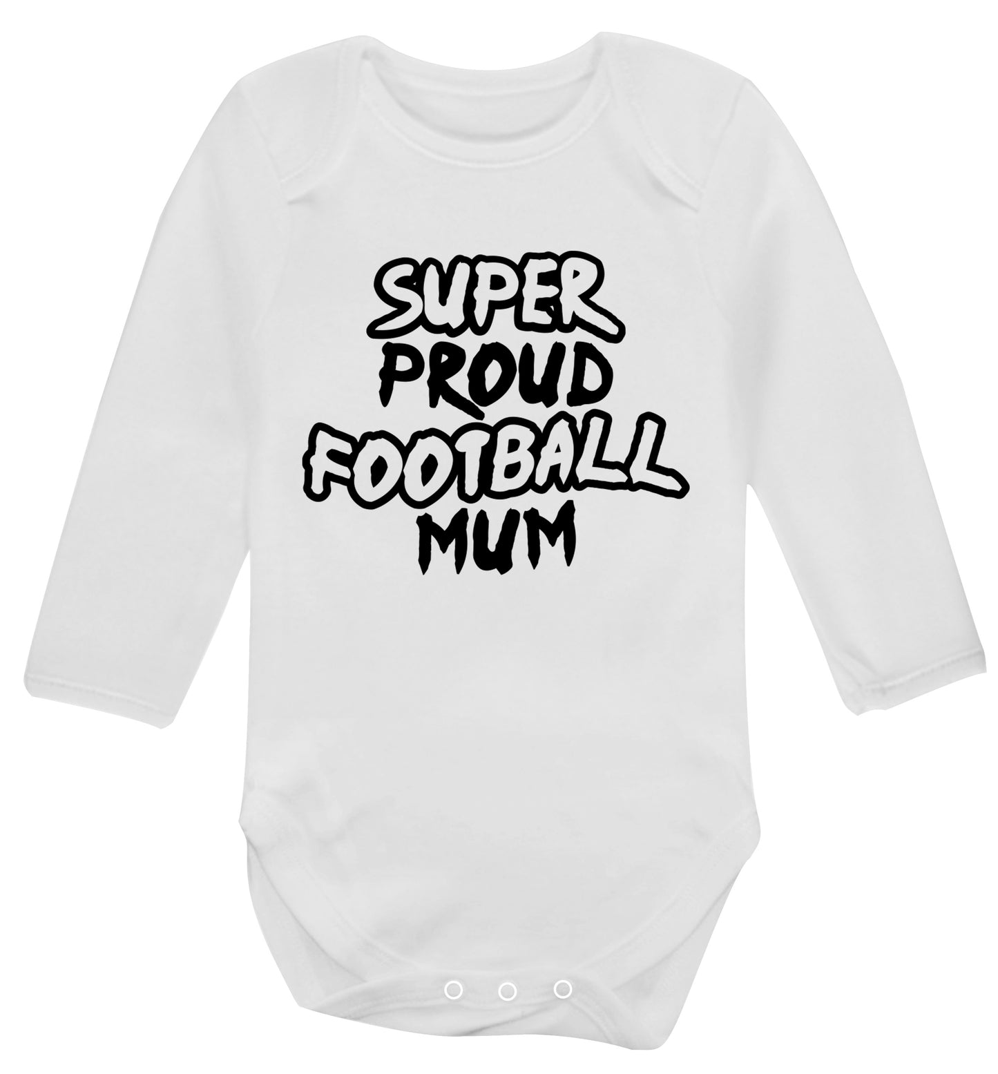 Super proud football mum Baby Vest long sleeved white 6-12 months