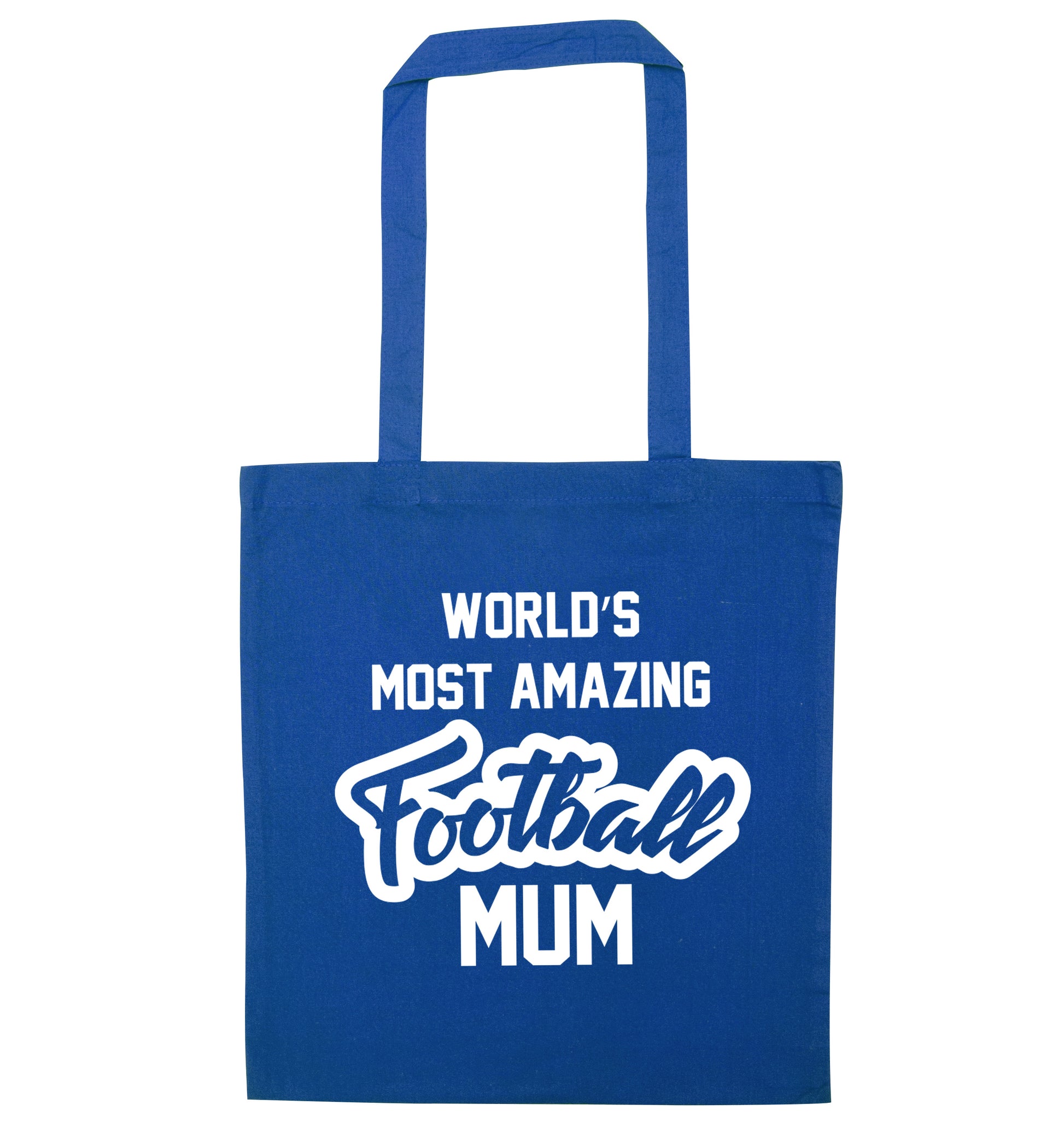 Worlds most amazing football mum blue tote bag