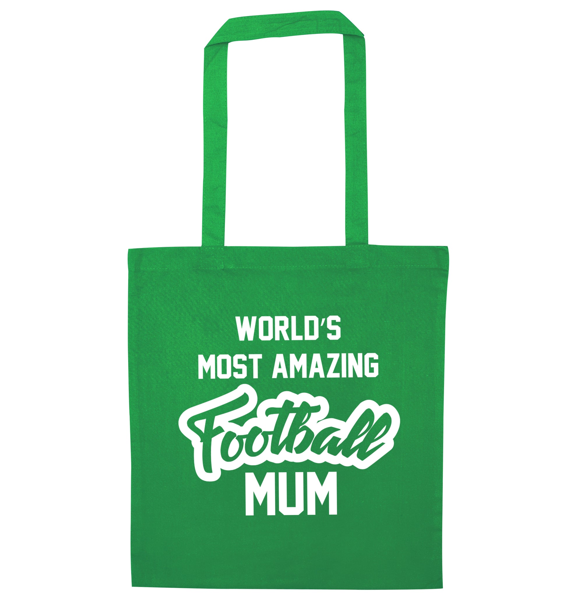 Worlds most amazing football mum green tote bag