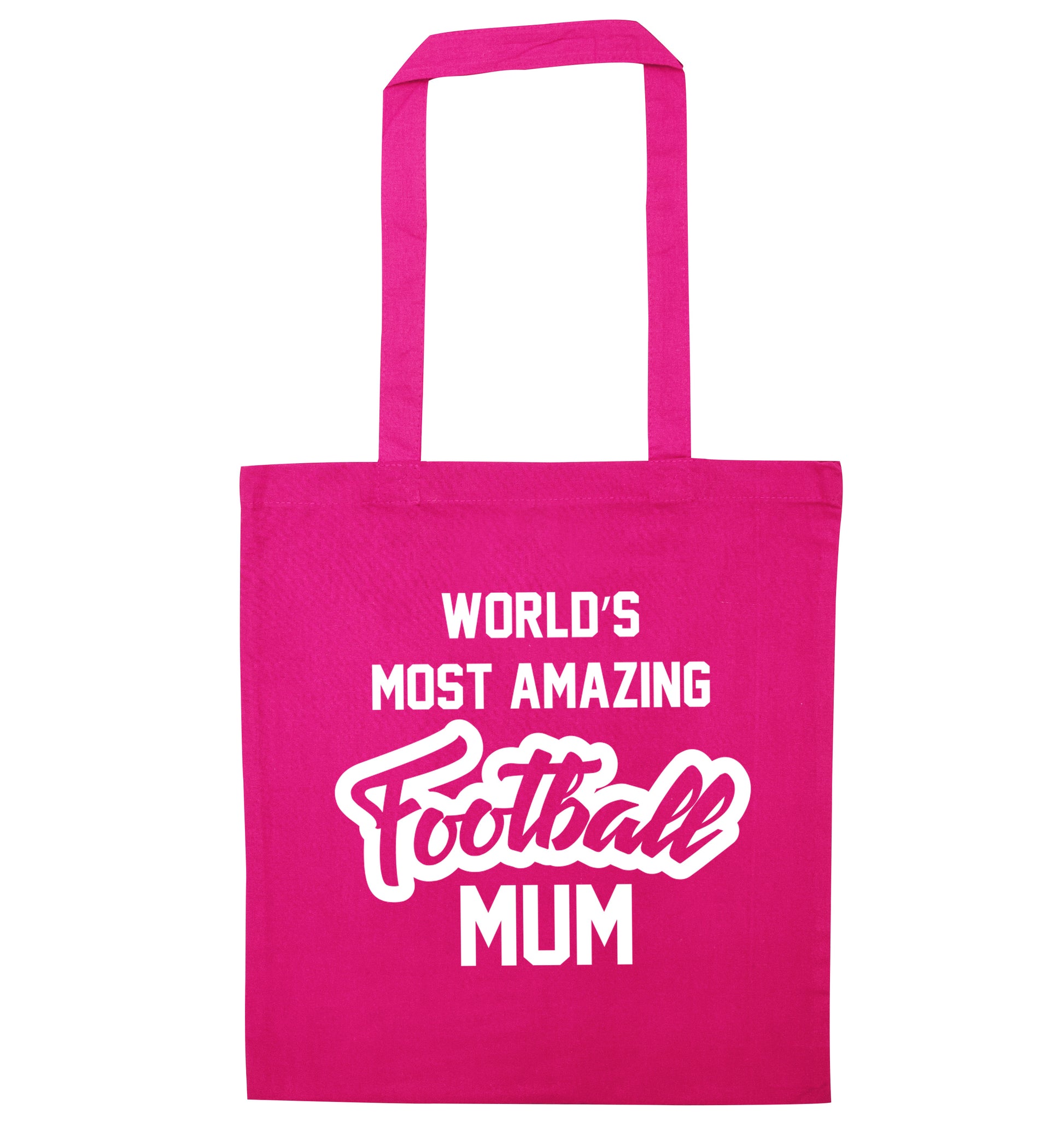 Worlds most amazing football mum pink tote bag