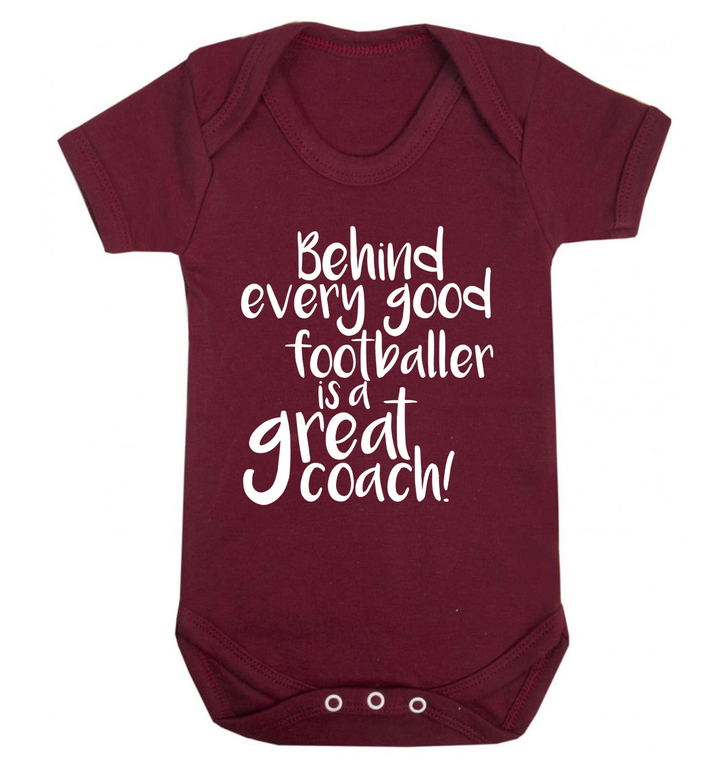 Behind every good footballer is a great coach! Baby Vest maroon 18-24 months
