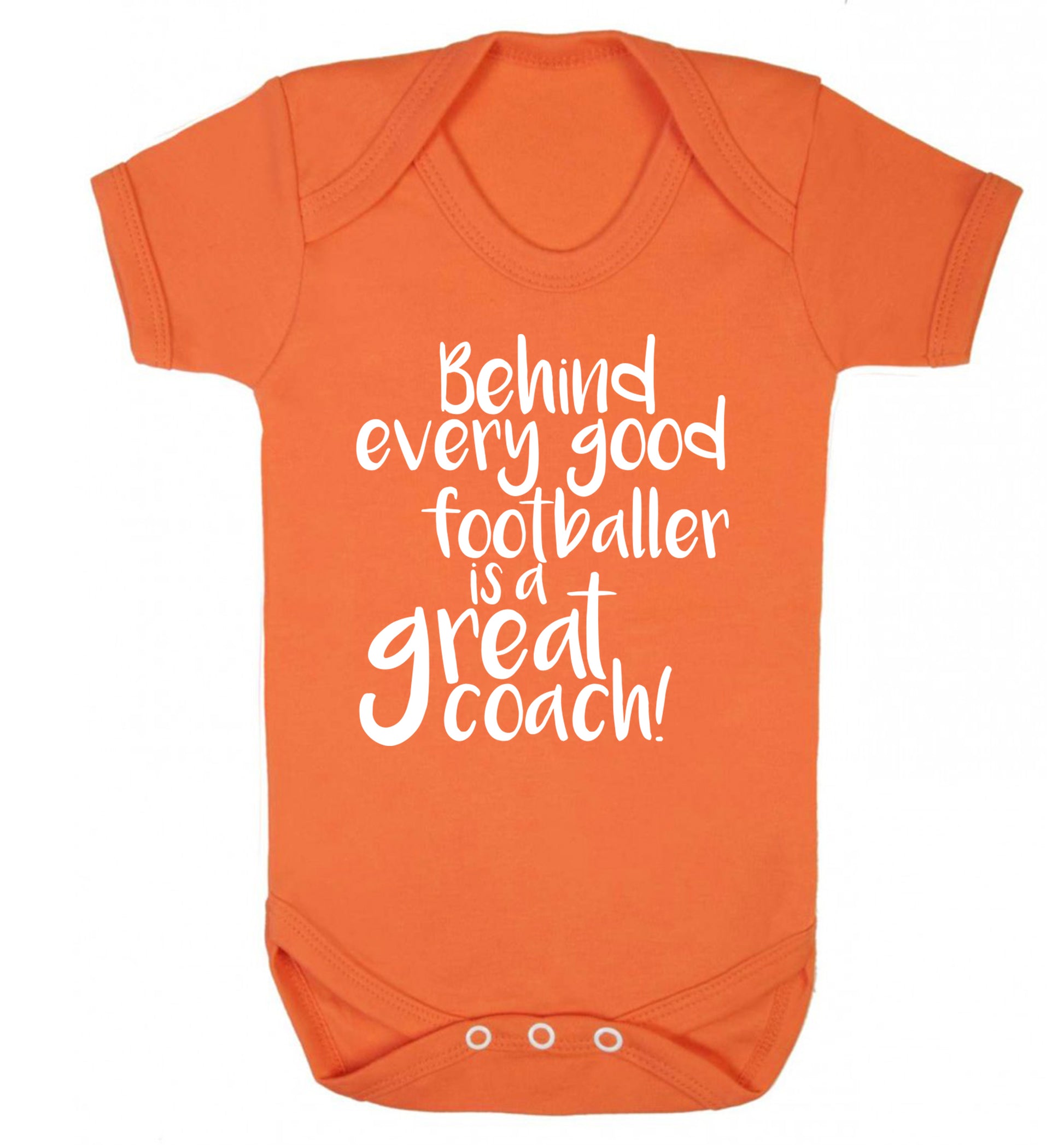 Behind every good footballer is a great coach! Baby Vest orange 18-24 months