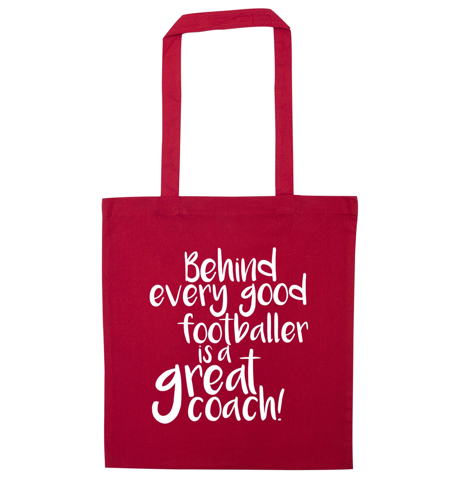Behind every good footballer is a great coach! red tote bag