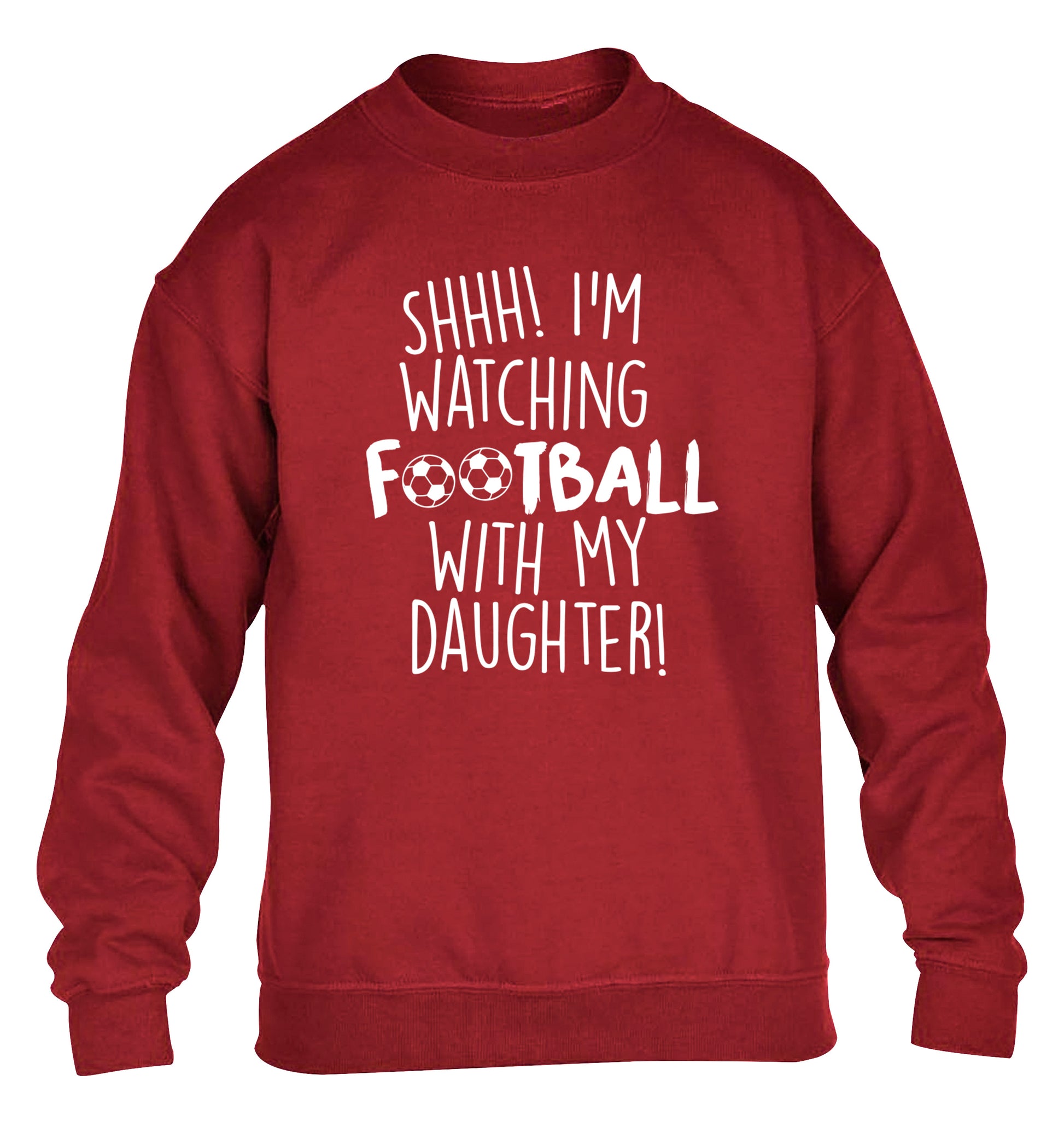 Shhh I'm watching football with my daughter children's grey sweater 12-14 Years