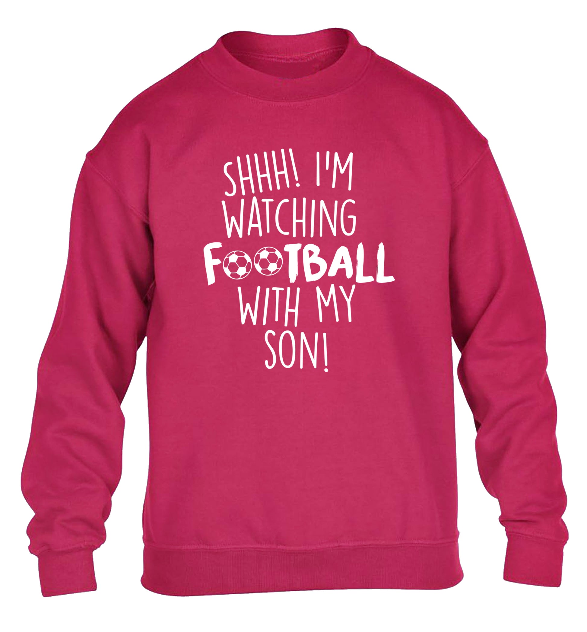 Shhh I'm watching football with my son children's pink sweater 12-14 Years