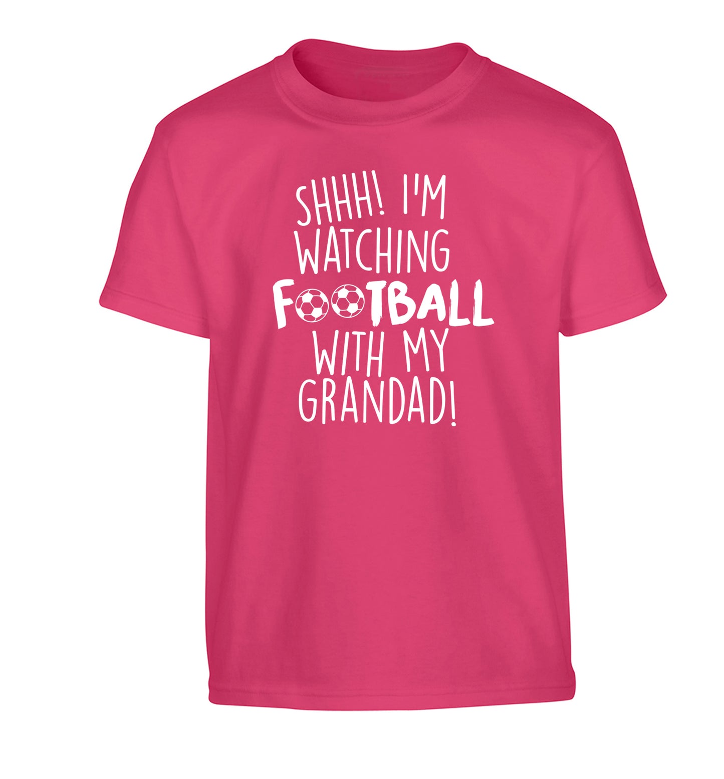 Shhh I'm watching football with my grandad Children's pink Tshirt 12-14 Years