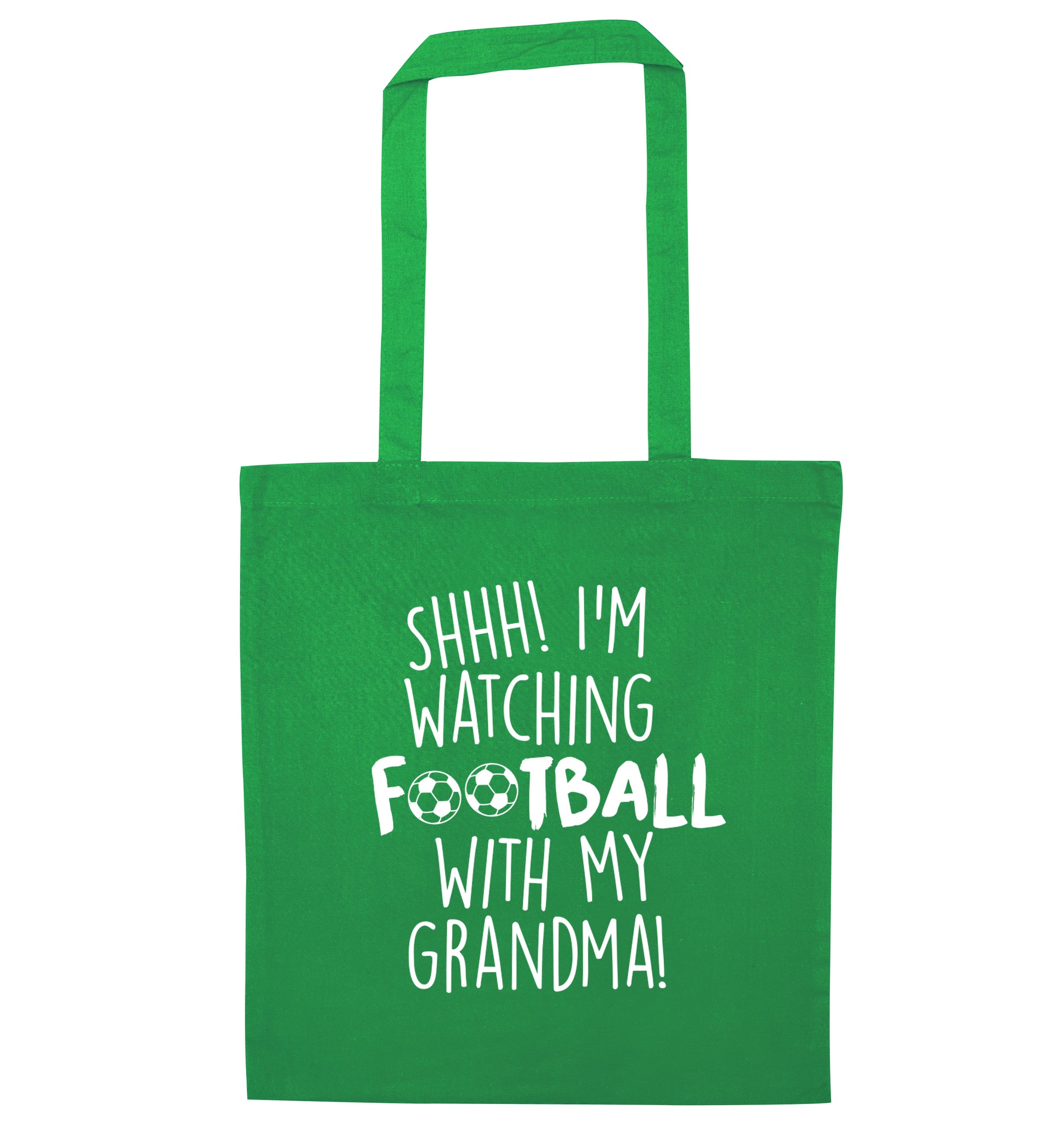 Shhh I'm watching football with my grandma green tote bag
