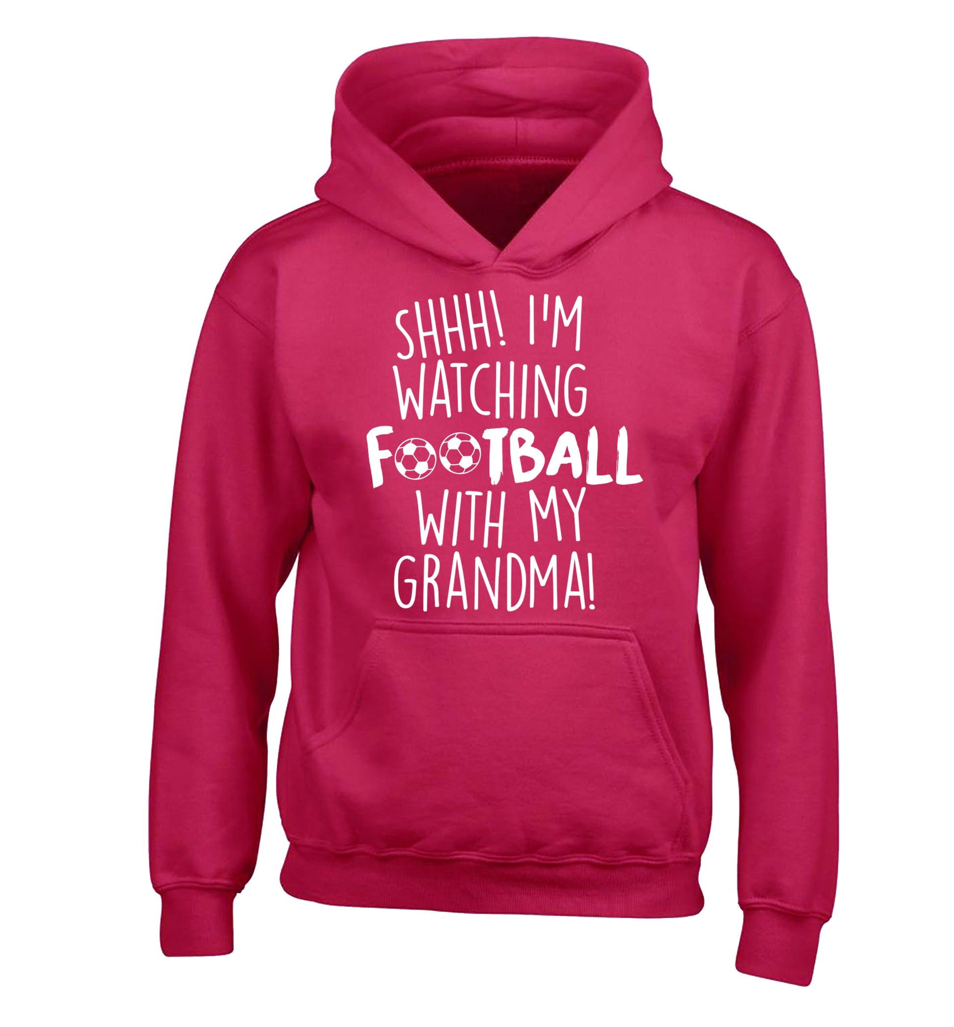 Shhh I'm watching football with my grandma children's pink hoodie 12-14 Years