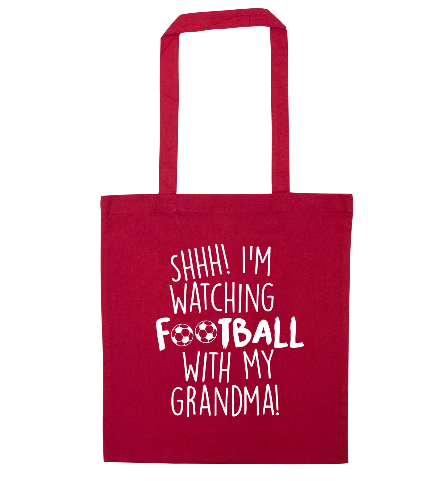 Shhh I'm watching football with my grandma red tote bag