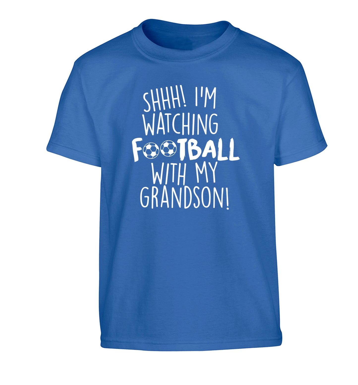 Shhh I'm watching football with my grandson Children's blue Tshirt 12-14 Years
