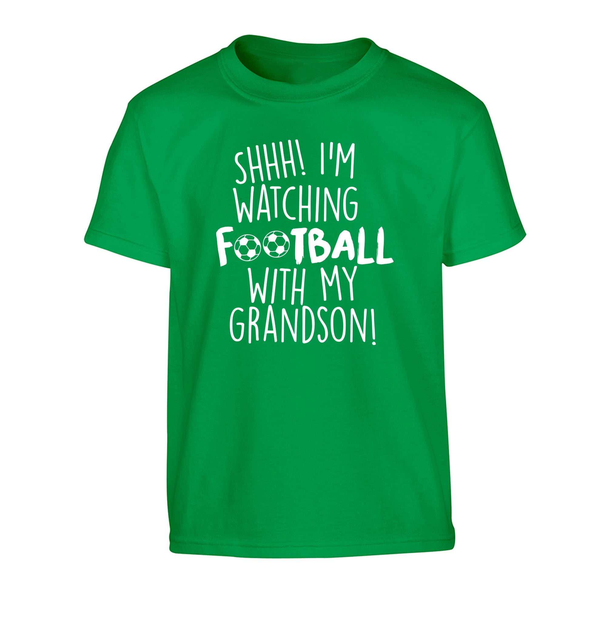 Shhh I'm watching football with my grandson Children's green Tshirt 12-14 Years