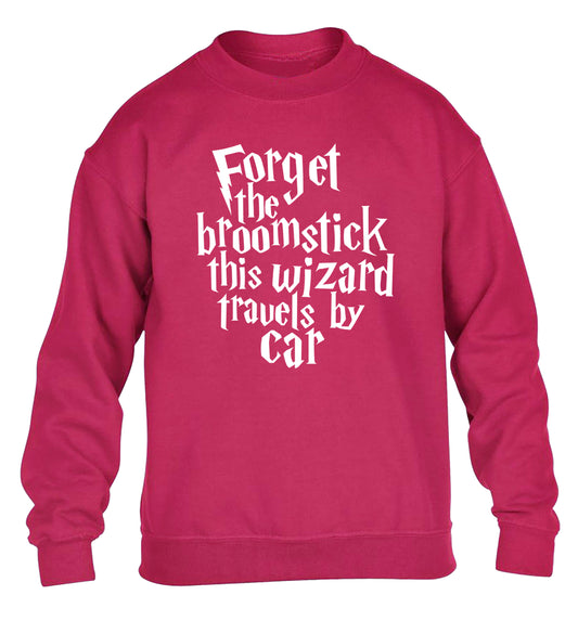 Forget the broomstick this wizard travels by car children's pink sweater 12-14 Years