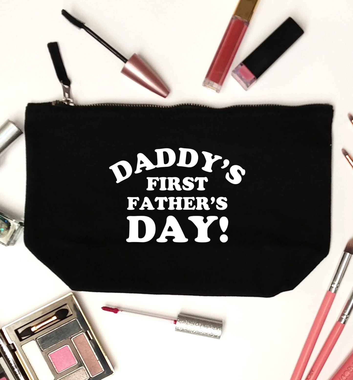 Daddy's first father's day black makeup bag