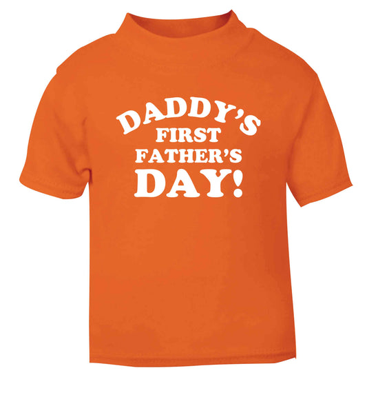 Daddy's first father's day orange baby toddler Tshirt 2 Years