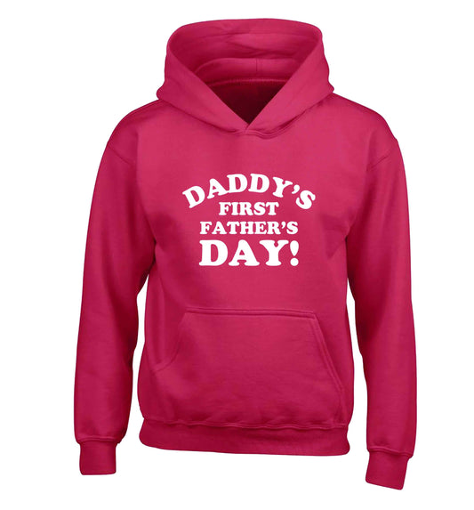 Daddy's first father's day children's pink hoodie 12-13 Years