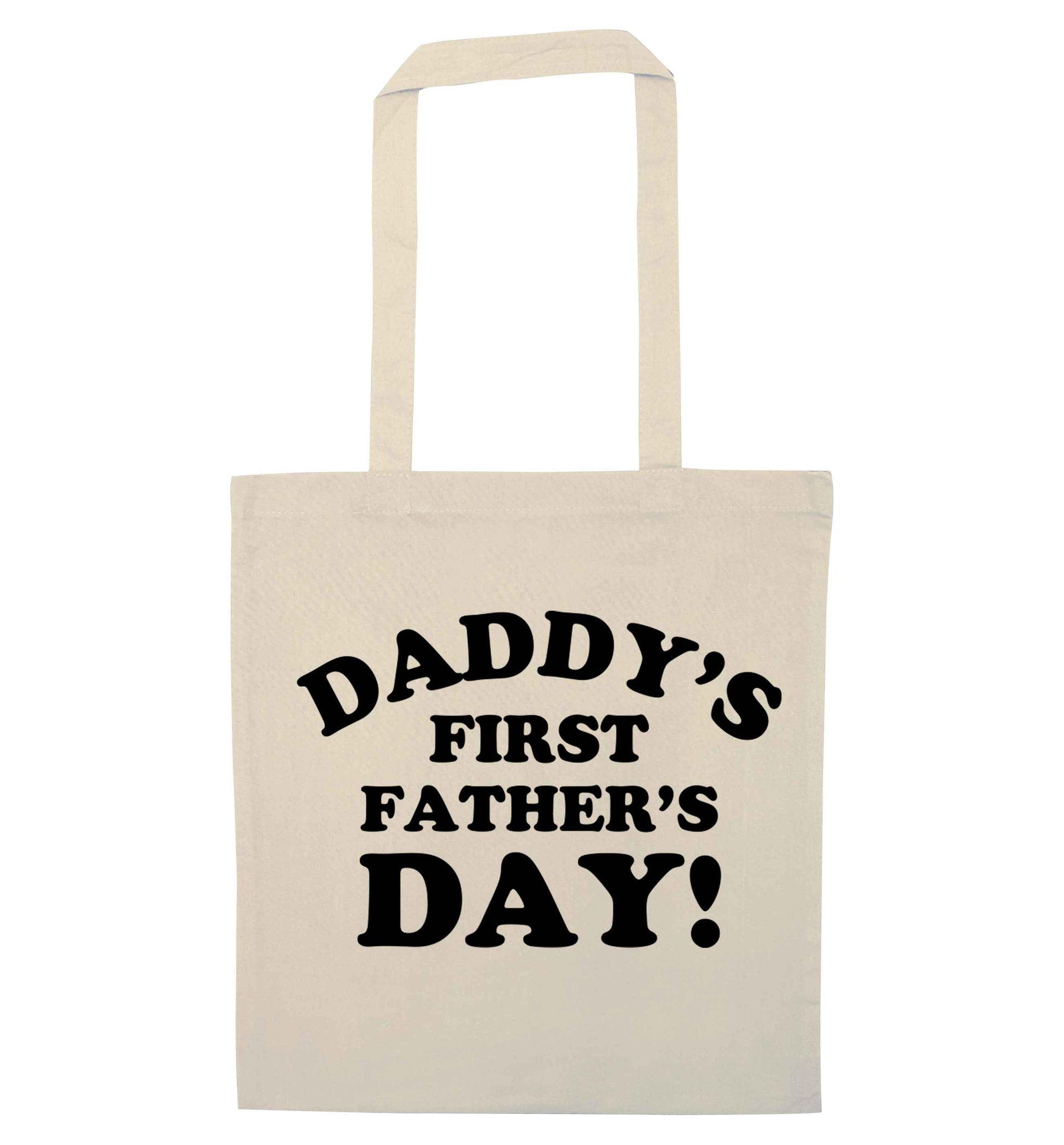 Daddy's first father's day natural tote bag