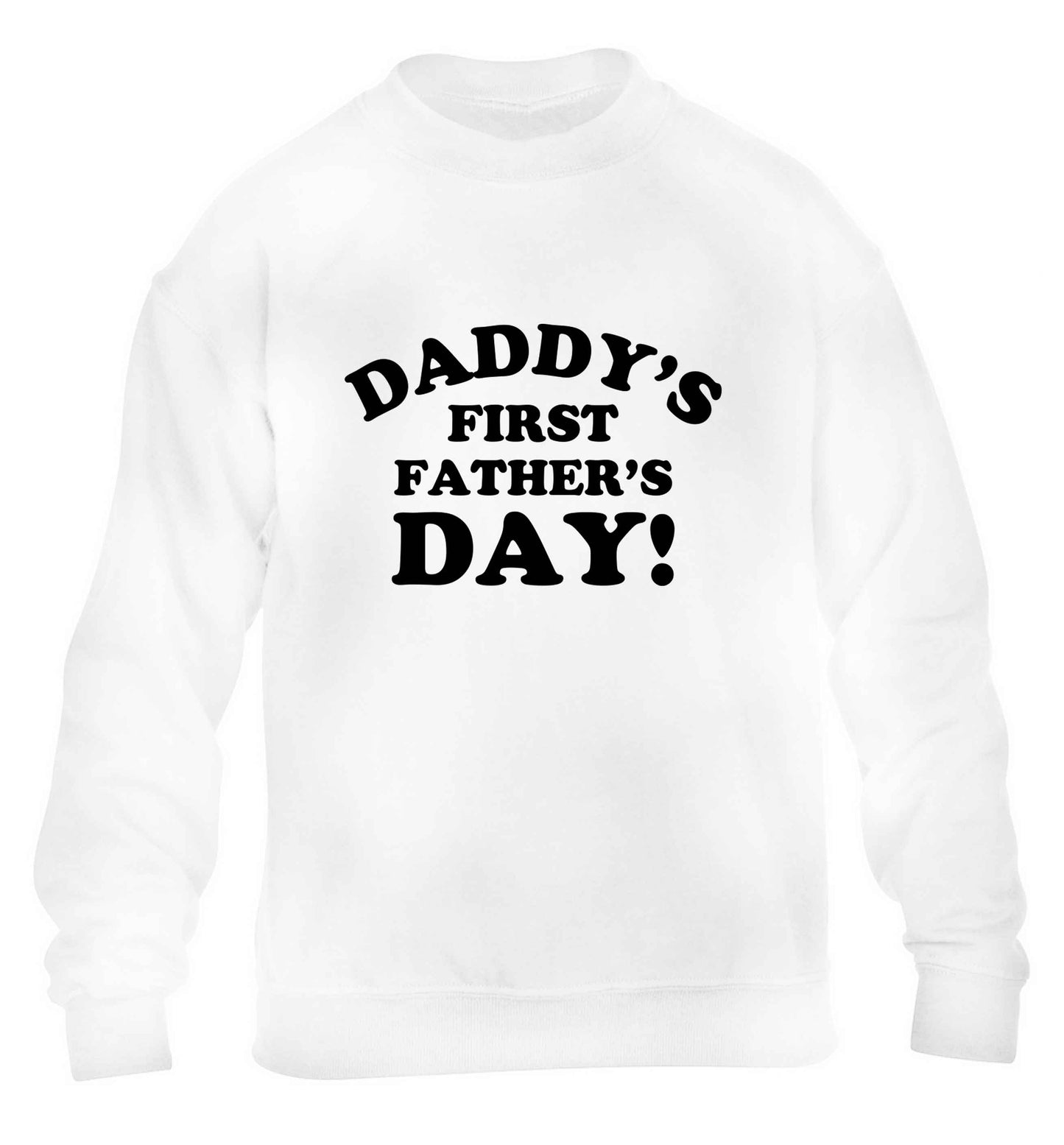 Daddy's first father's day children's white sweater 12-13 Years
