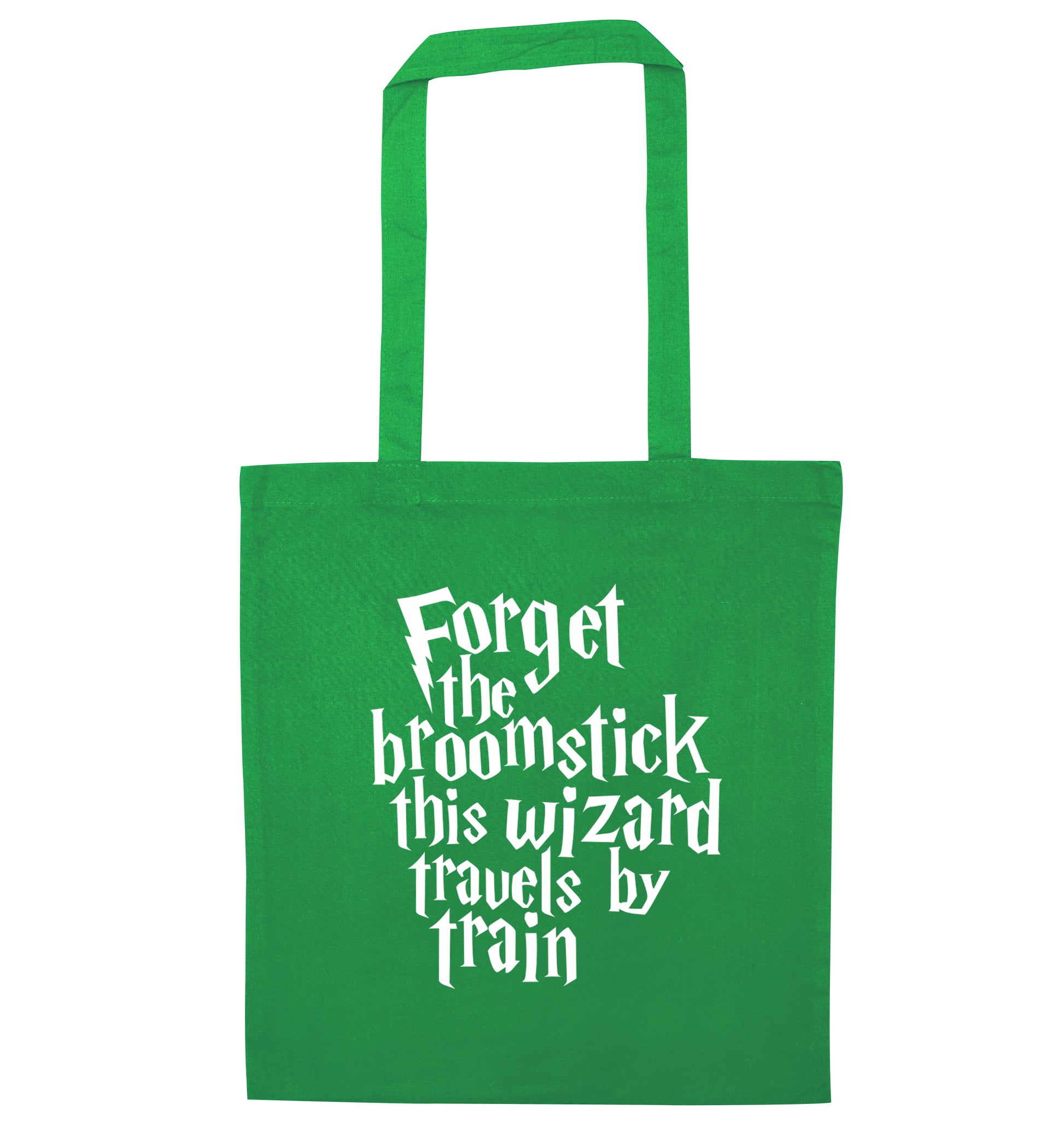Forget the broomstick this wizard travels by train green tote bag