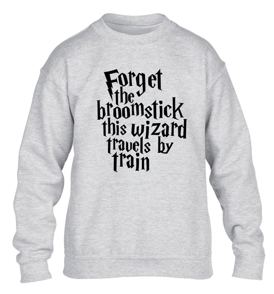 Forget the broomstick this wizard travels by train children's grey sweater 12-14 Years