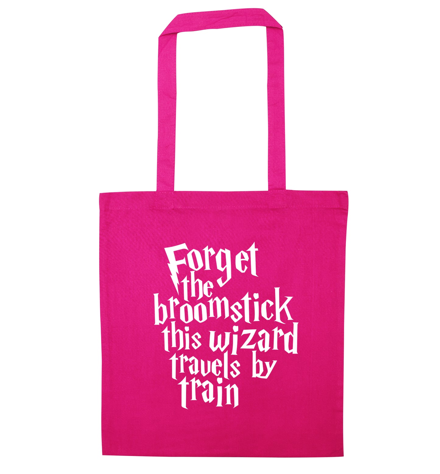 Forget the broomstick this wizard travels by train pink tote bag