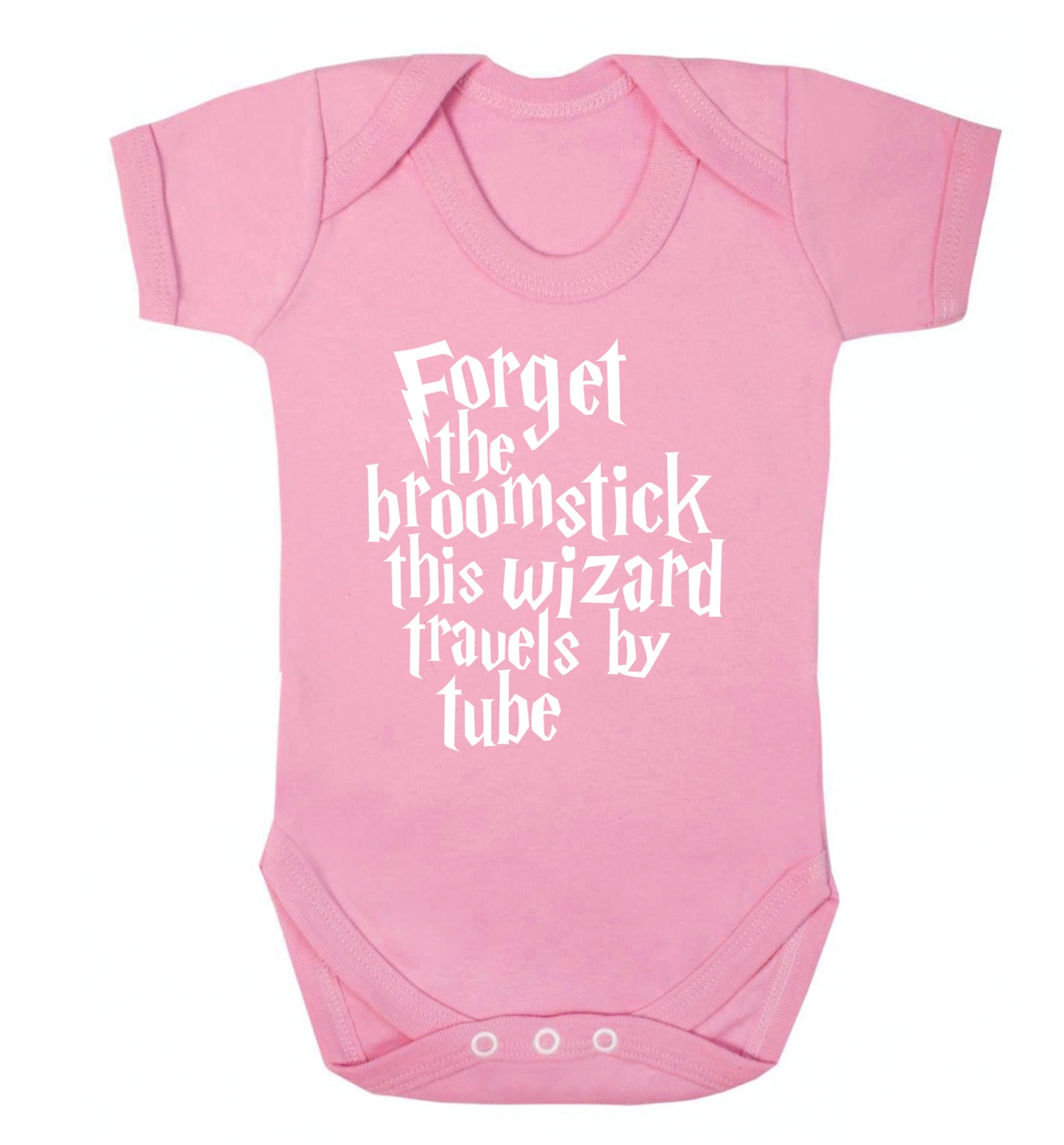 Forget the broomstick this wizard travels by tube Baby Vest pale pink 18-24 months