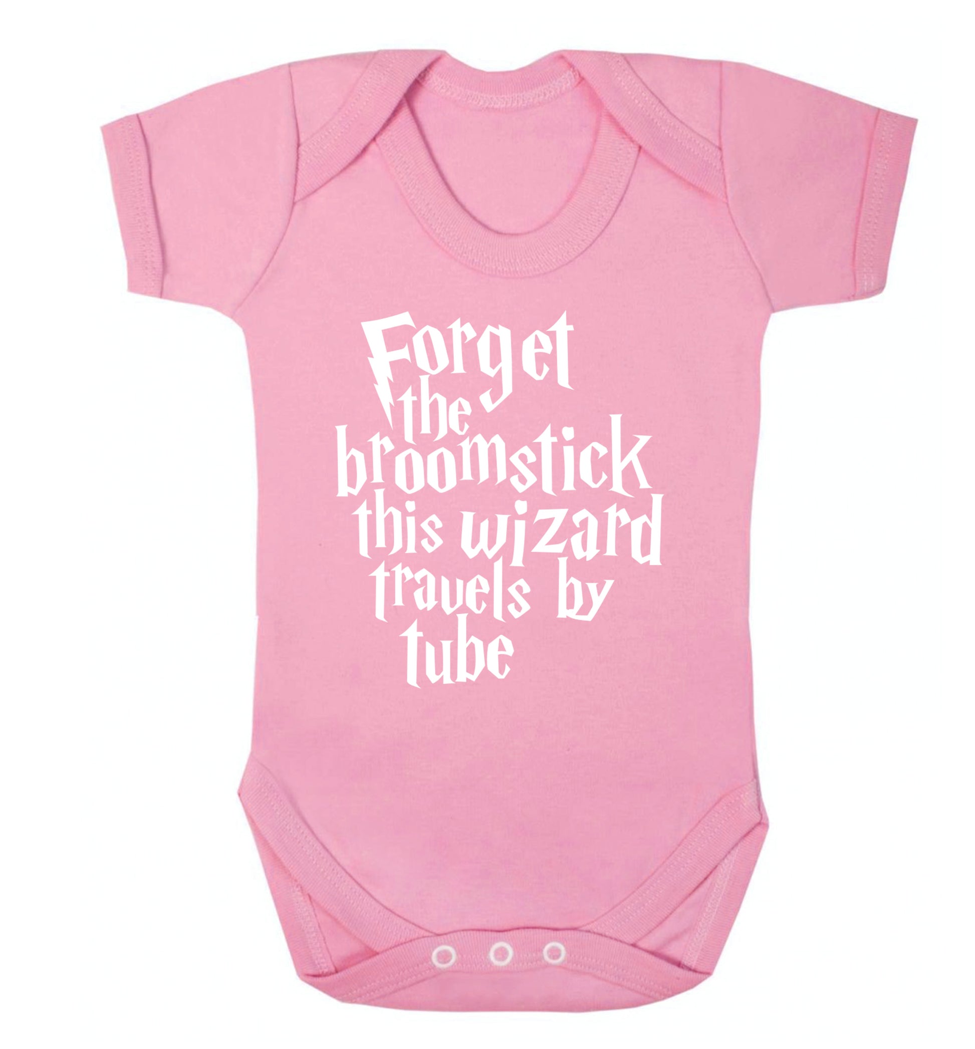 Forget the broomstick this wizard travels by tube Baby Vest pale pink 18-24 months