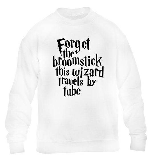 Forget the broomstick this wizard travels by tube children's white sweater 12-14 Years