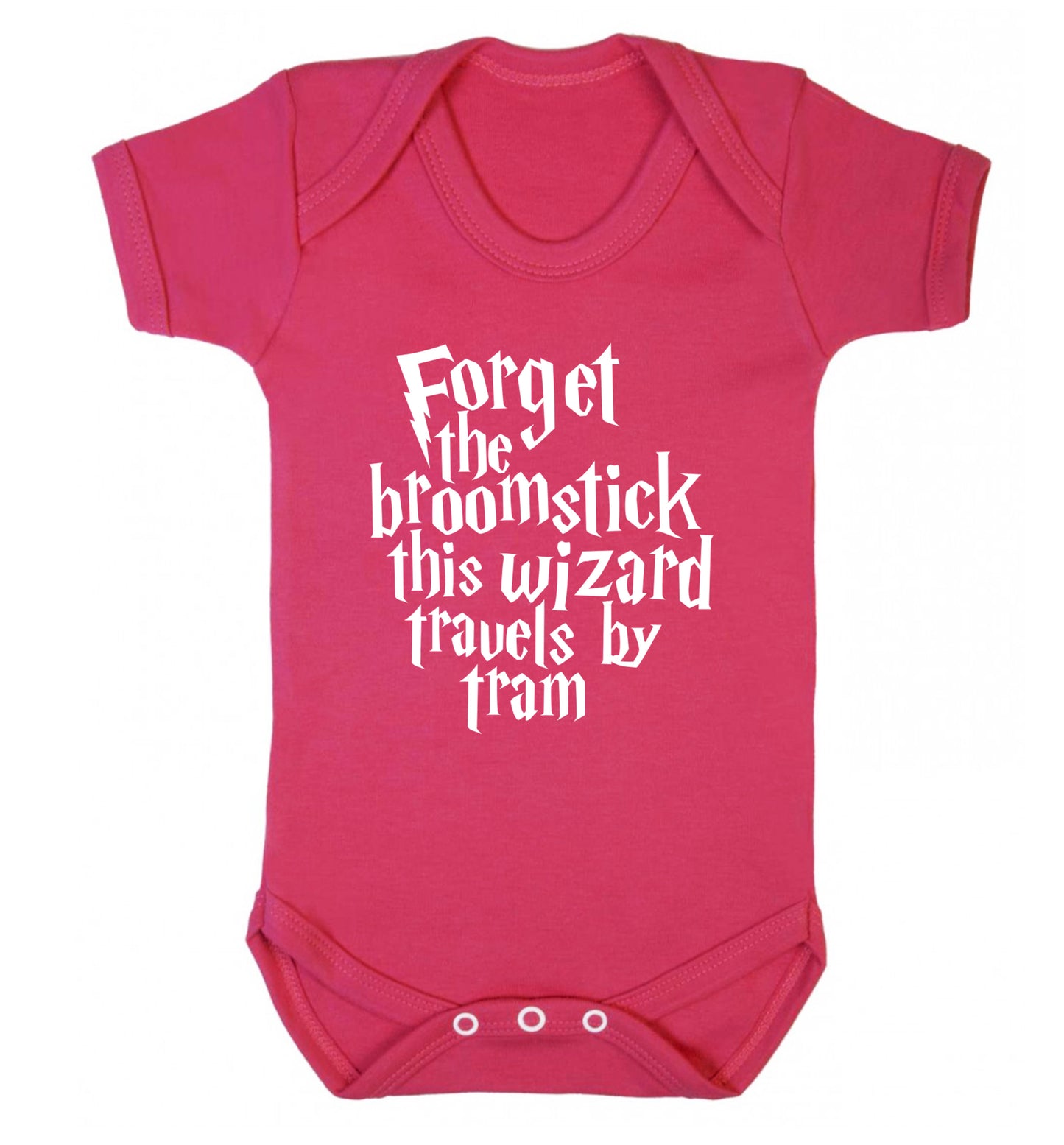 Forget the broomstick this wizard travels by tram Baby Vest dark pink 18-24 months