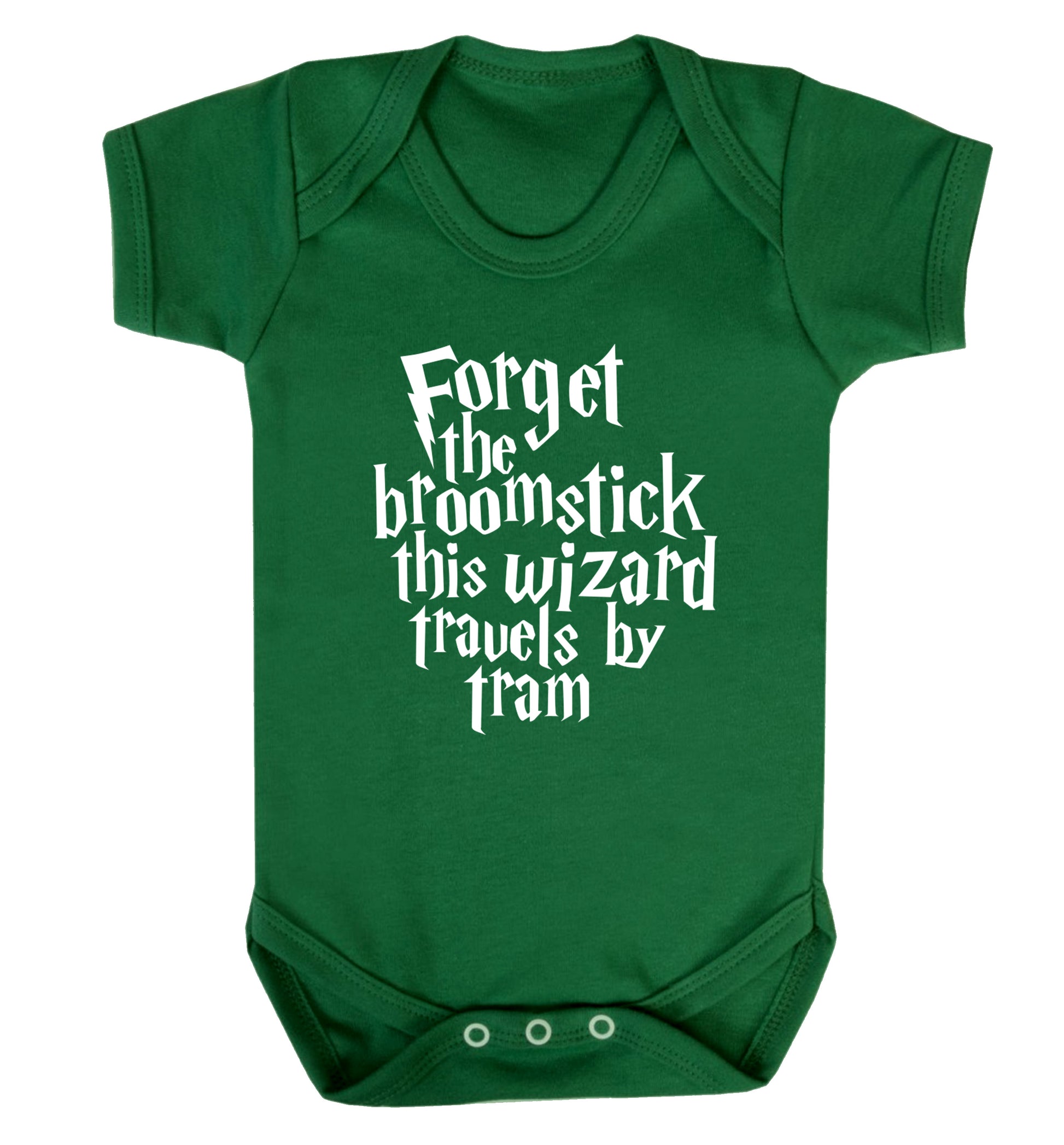 Forget the broomstick this wizard travels by tram Baby Vest green 18-24 months
