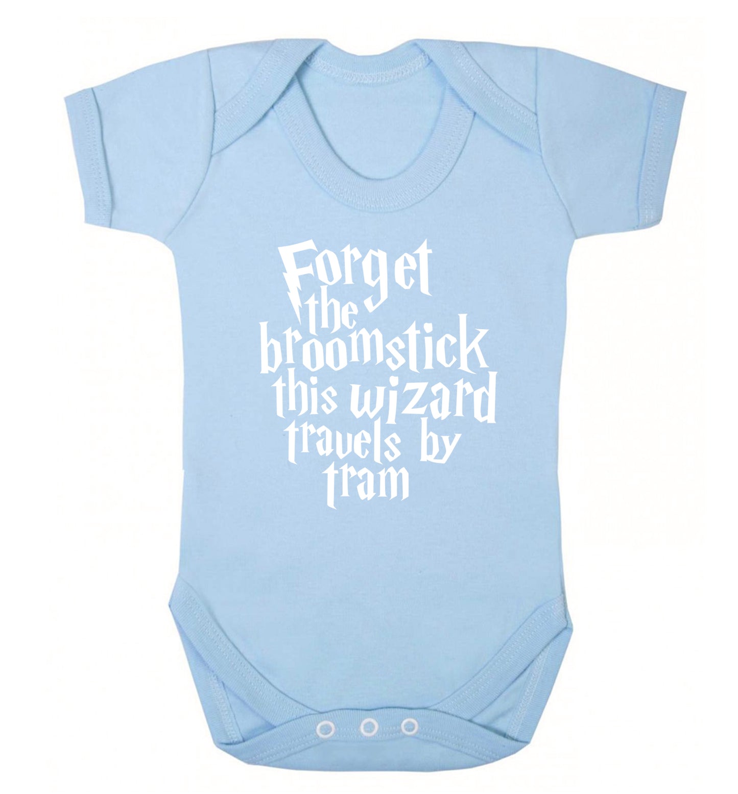 Forget the broomstick this wizard travels by tram Baby Vest pale blue 18-24 months