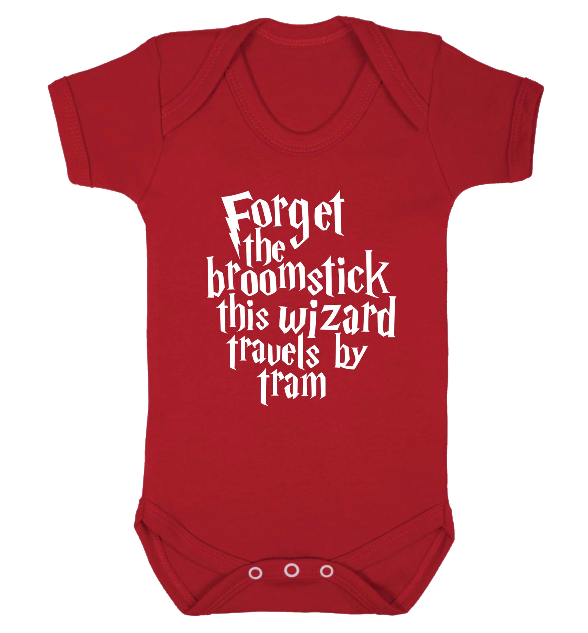 Forget the broomstick this wizard travels by tram Baby Vest red 18-24 months