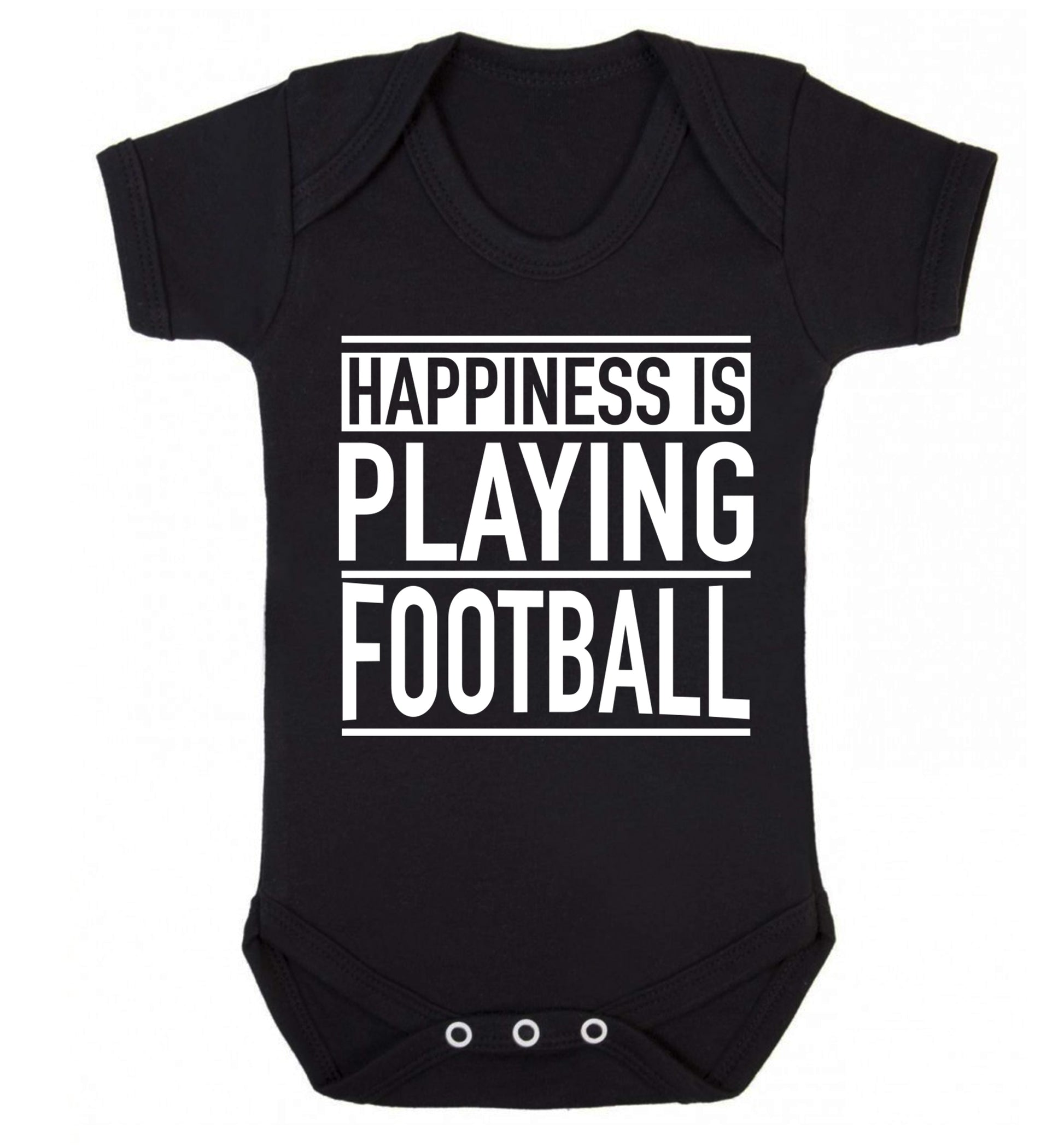 Happiness is playing football Baby Vest black 18-24 months