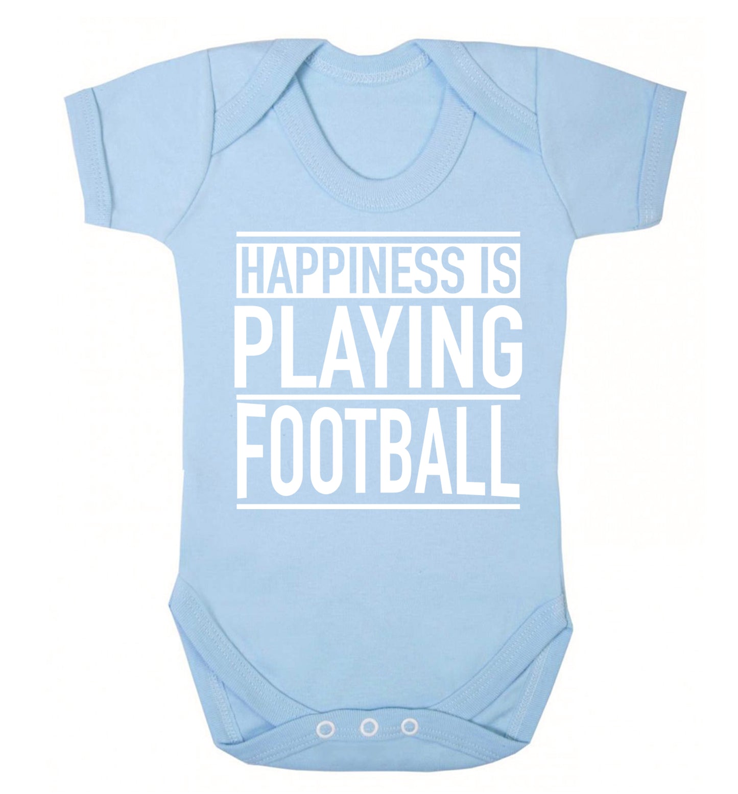 Happiness is playing football Baby Vest pale blue 18-24 months
