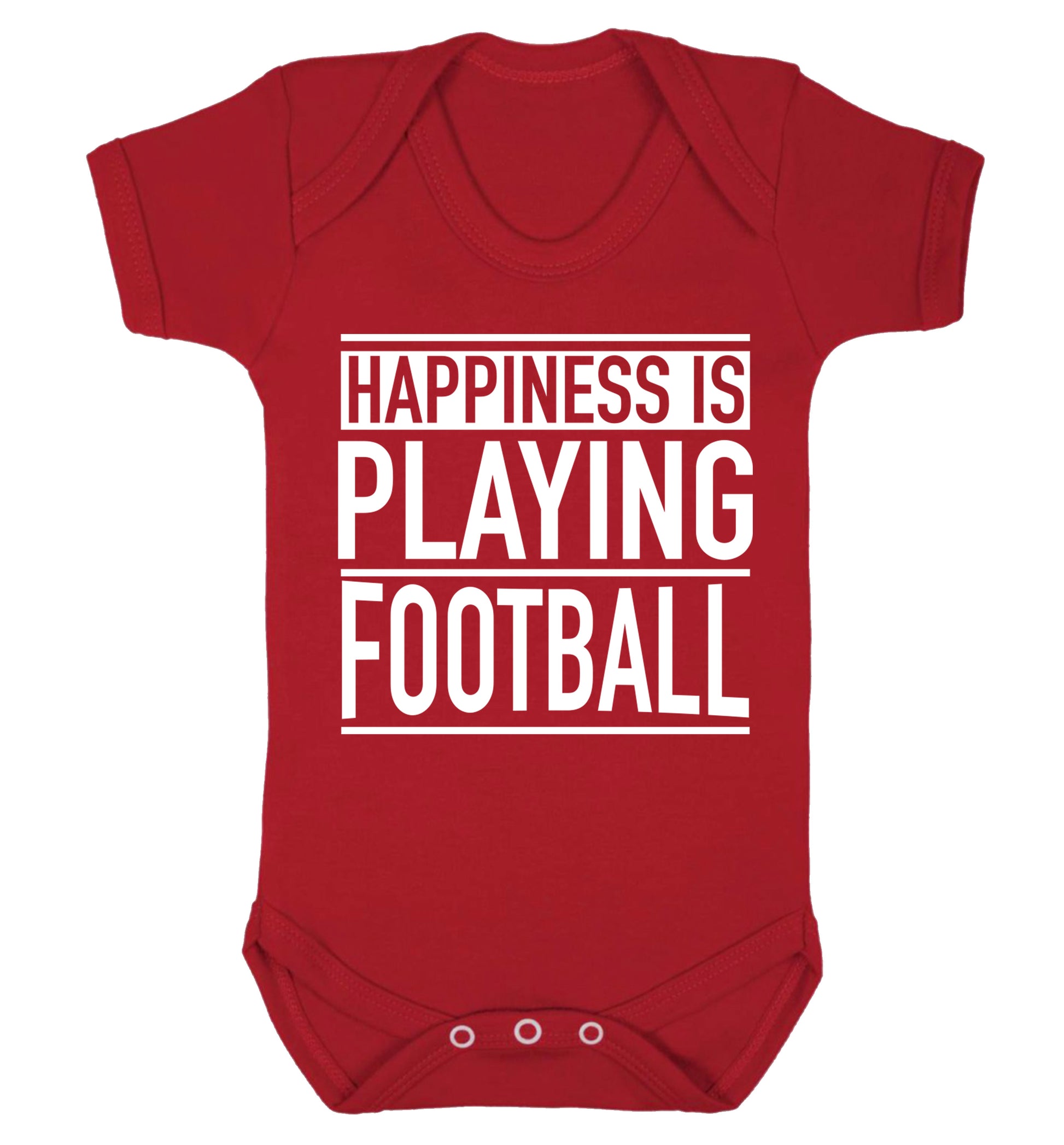 Happiness is playing football Baby Vest red 18-24 months