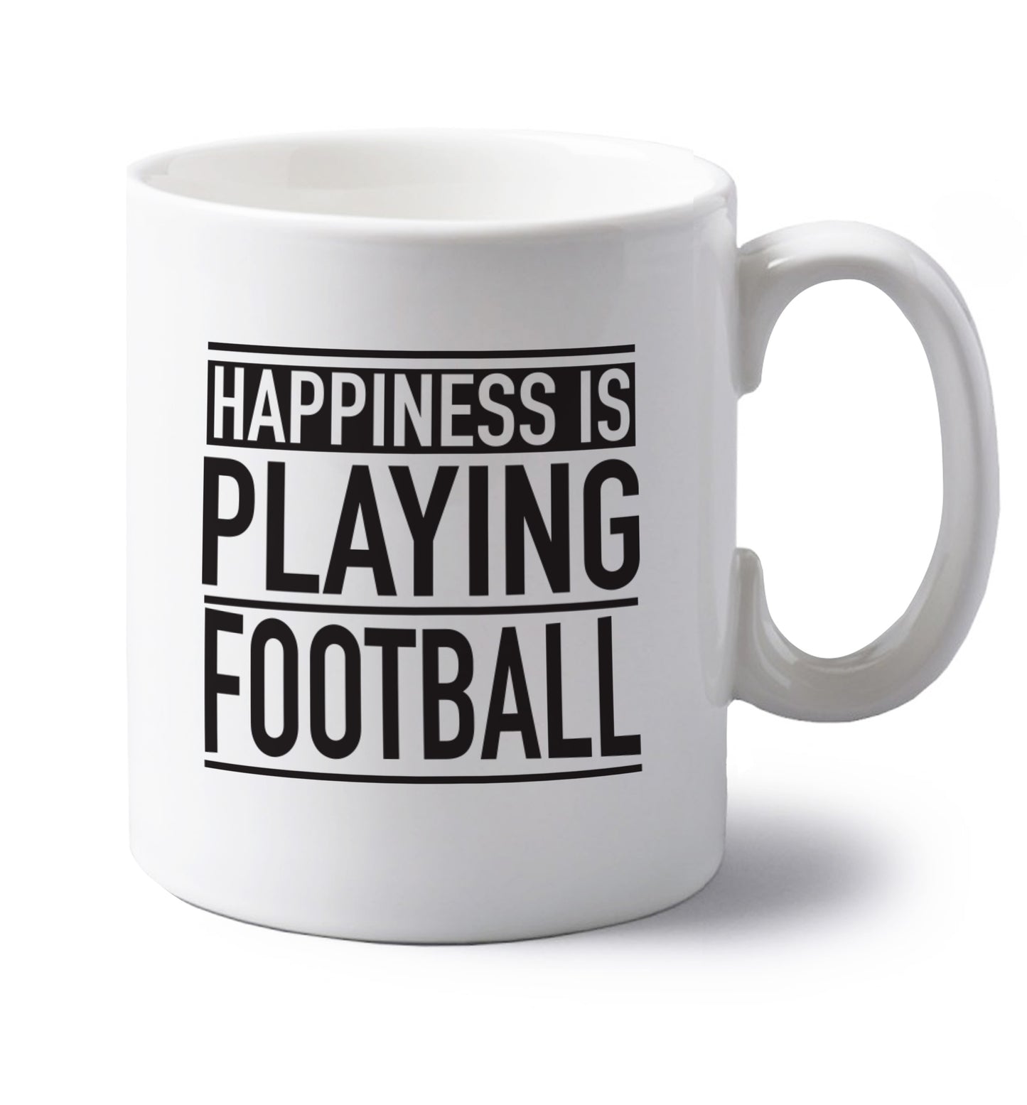 Happiness is playing football left handed white ceramic mug 