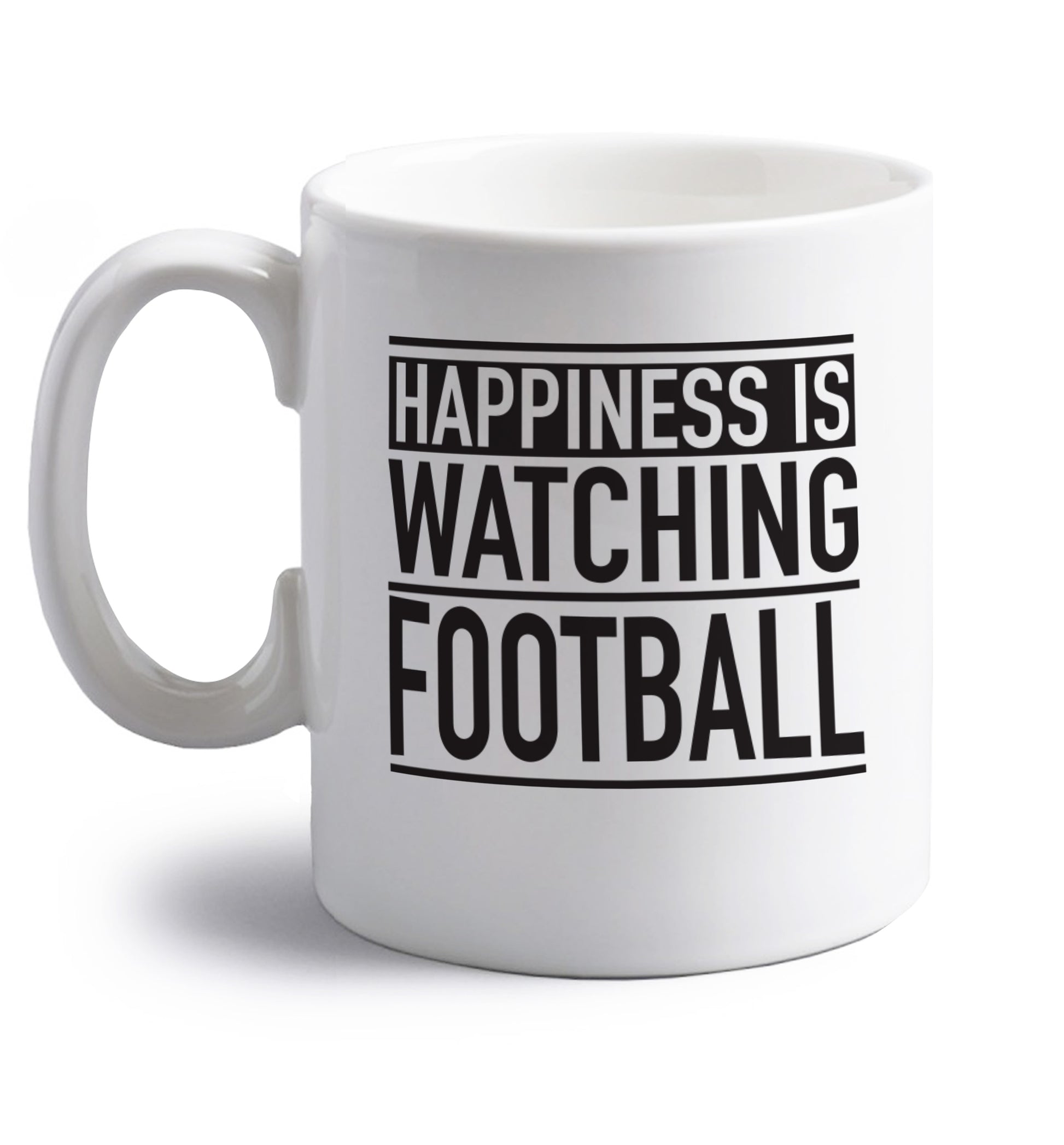 Happiness is watching football right handed white ceramic mug 