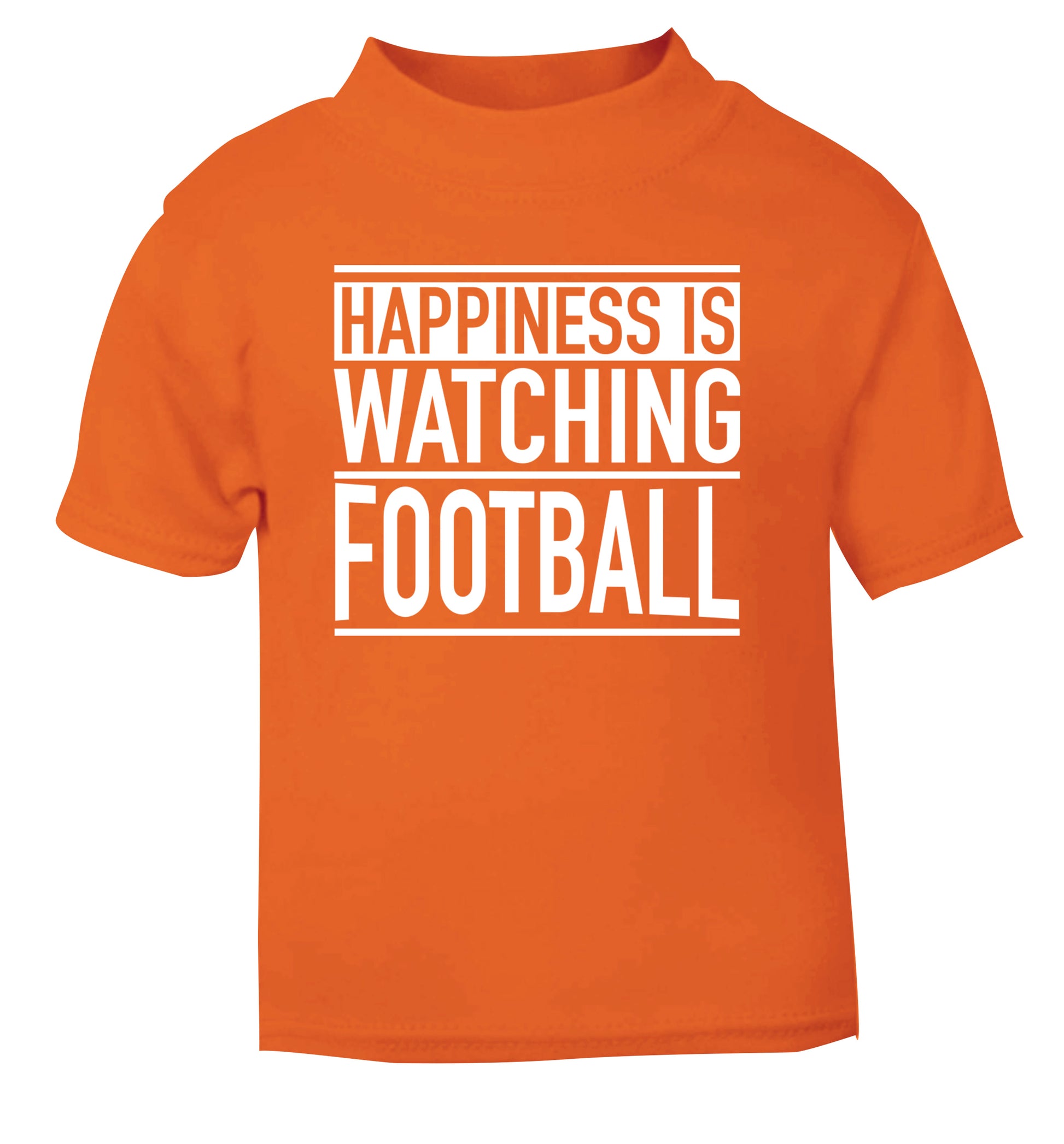 Happiness is watching football orange Baby Toddler Tshirt 2 Years