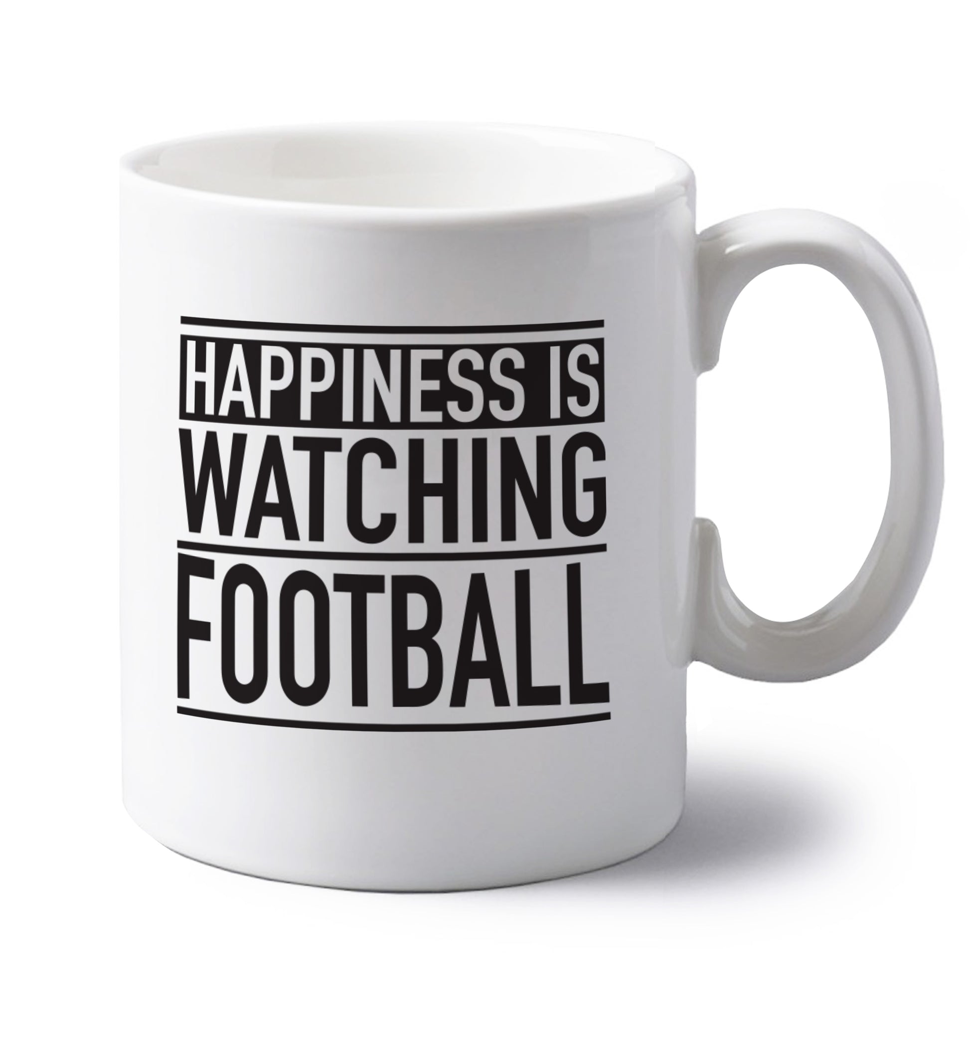 Happiness is watching football left handed white ceramic mug 