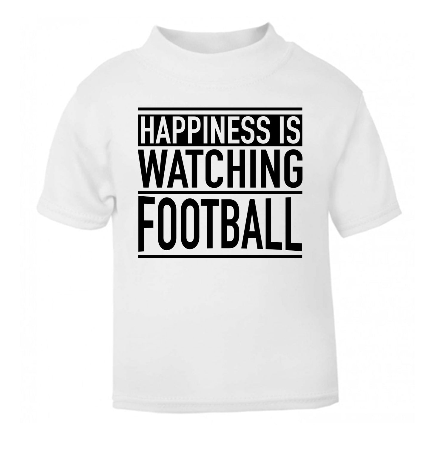 Happiness is watching football white Baby Toddler Tshirt 2 Years